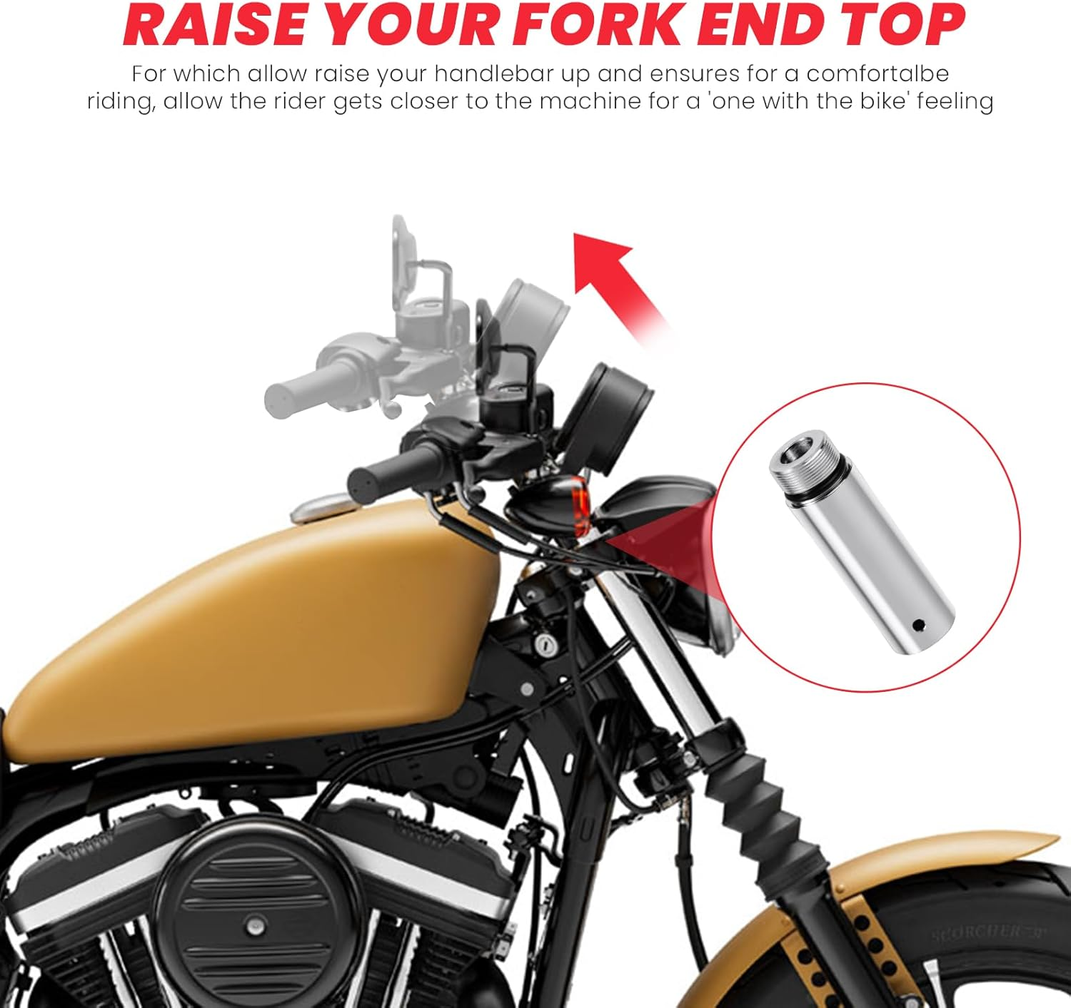 Kekykm Fork Tube 4 Inch Extension Compatible with Harley Davidson Sportster XL 883 1200 & Dyna Glide FXR Chrome Powersports Fork Guards