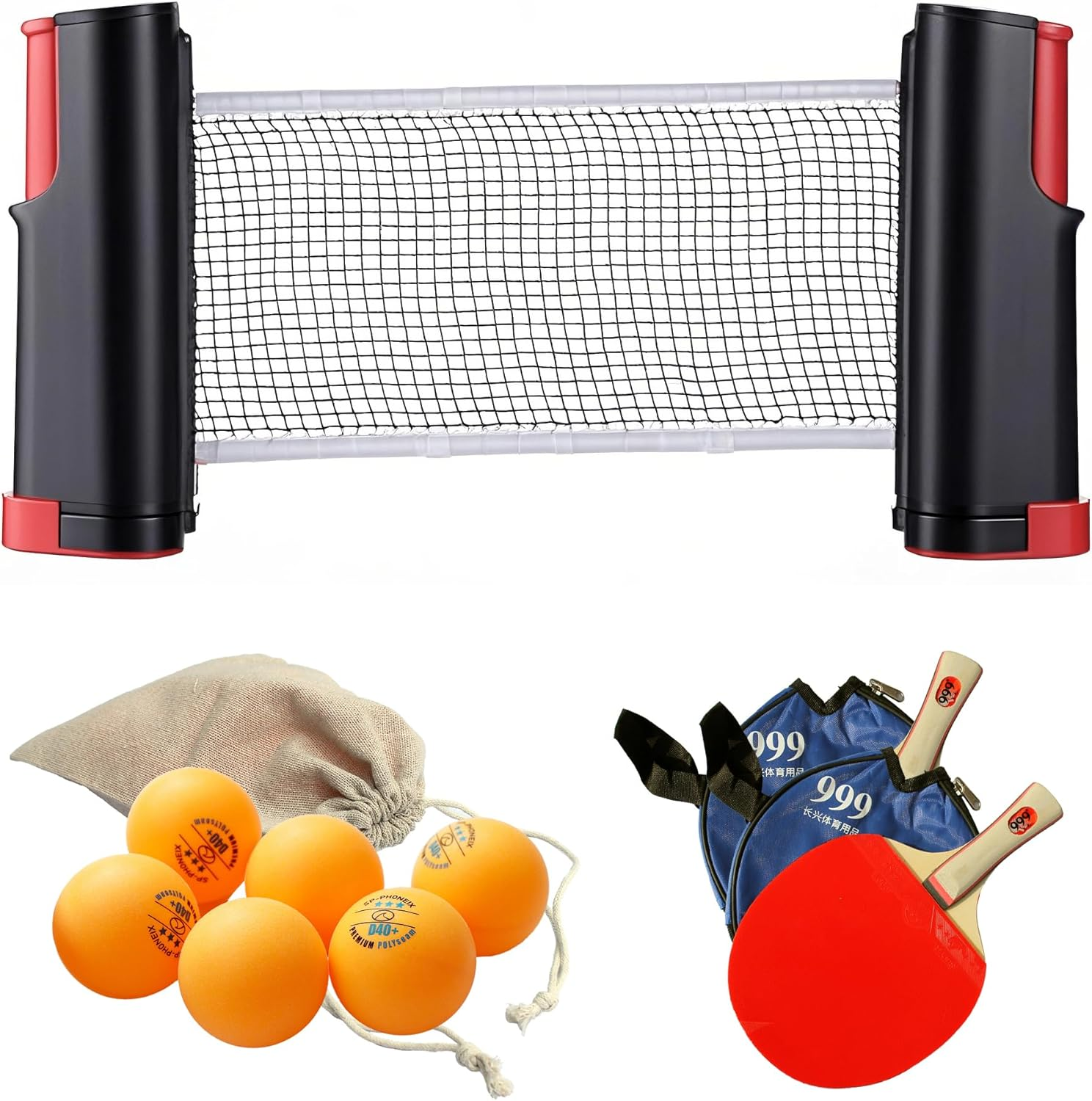 SPP Portable Table Tennis Set &ndash; Retractable Ping Pong Net, 2 Table Tennis Rackets, 6 Ping Pong Balls &ndash; Adjustable Net for Any Table, Indoor & Outdoor Play, Complete 2-Player Kit image number 6