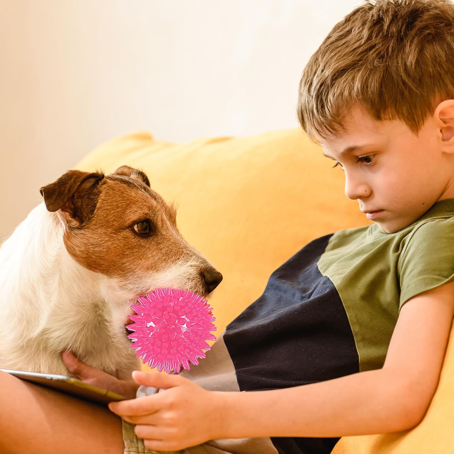 Syhood 16 Pack Squeaky Balls for Dogs 2.5'' Dog Spiky Ball for Aggressive Chewers Spike Puppy Toys for Teething TPR Rubber Balls for Small Medium Dogs Pet Puppy Fetch Chew Toys (Pink) image number 4