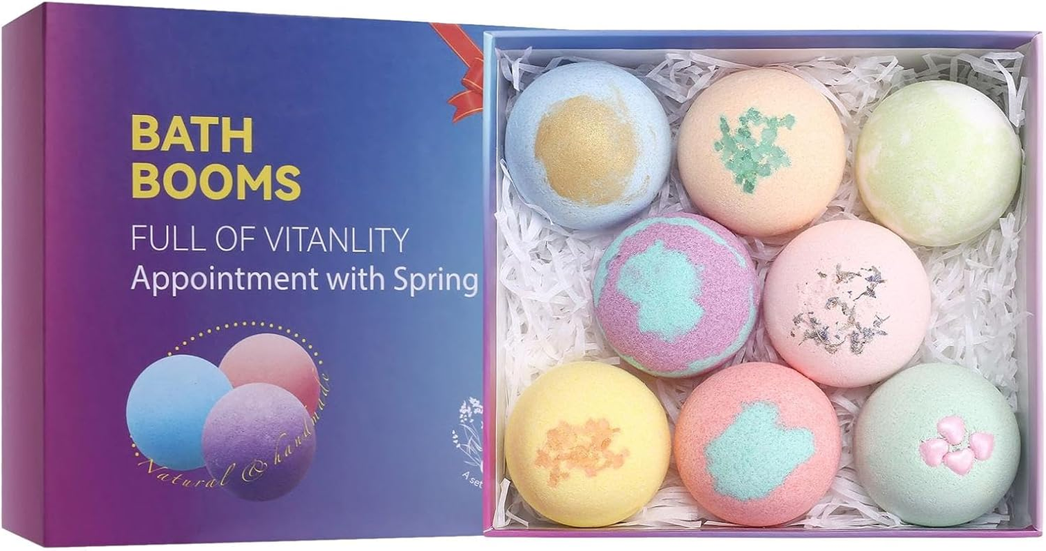 Hot Tub Fizzy Balls | Luxurious Hot Tub Bath Bombs | Skin-Nourishing Hot Tub | 8 Spa Bombs Gift Set, Handmade Birthday Mothers Day Gifts, Natural Sea Salt, Moisturizing, Fragrant Shower image number 1