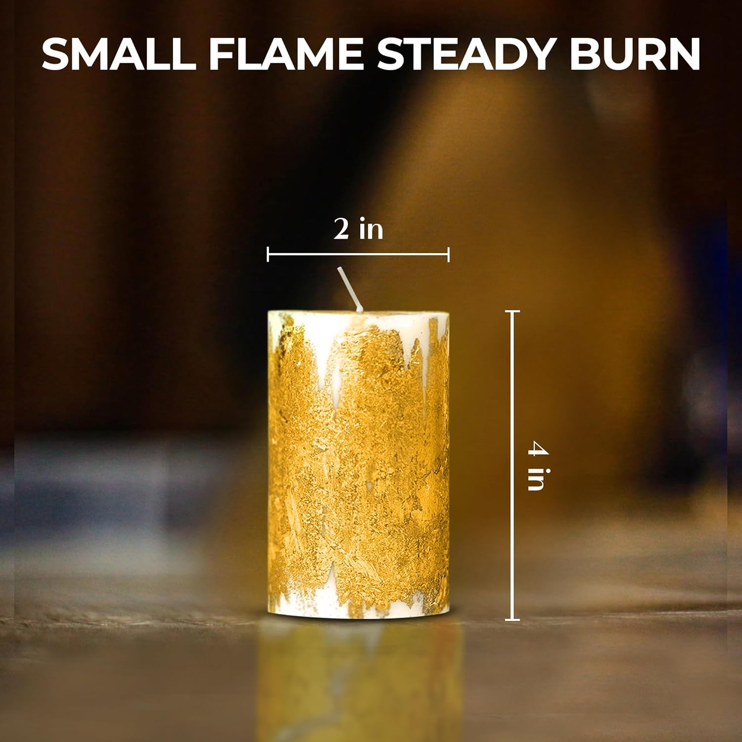 Apexor 2‑Pack Gold Foil Pillar Candles &ndash; Lavender Scented, Dripless White Candles for Home D&eacute;cor, Weddings & Gifts image number 3