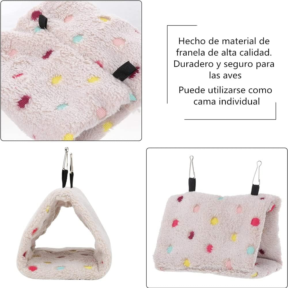 Voarge Nest Warm Soft Plush Plush Bird Nest Winter Warm Plush Hamster Hammock Hanging Cage Cave Birds Shelter (S,Dots)