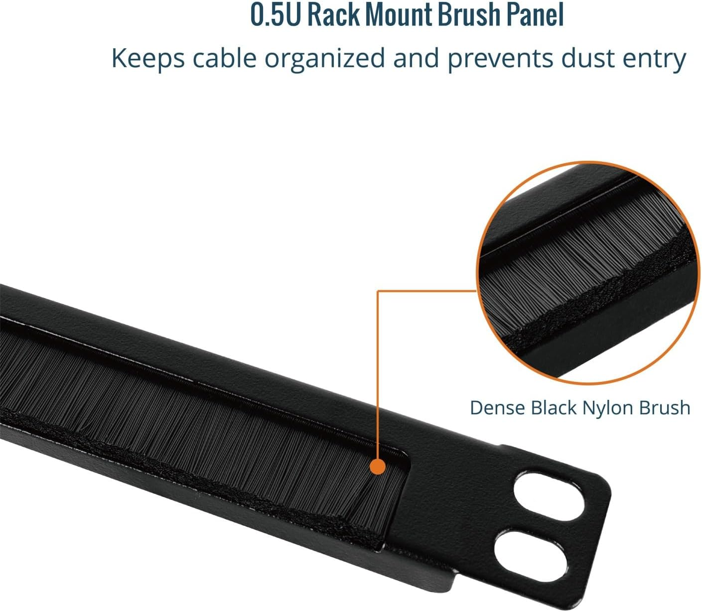 Tecmojo 2 Pack 0.5U Brush Panel 10 Inch Rack Mount Cable Management Panel with Brush Strip for Cable Entry for 10'' Server Rack or Network Cabinet image number 1