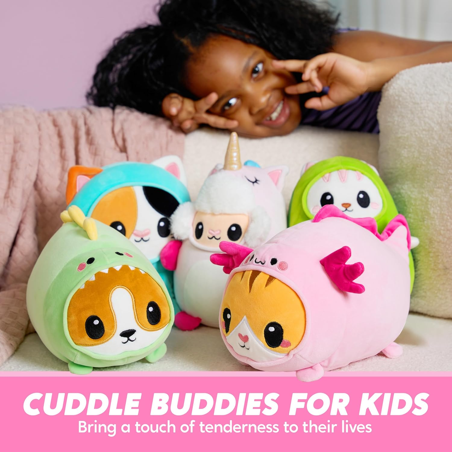 JOYIN Stuffed Animal, Kawaii Axolotl Cat Plush Toy, 11" Soft Plushie, Cute Pillow for Kids and Adults, Surprise Birthday Gift Boys and Girls (Catxolotl) image number 3