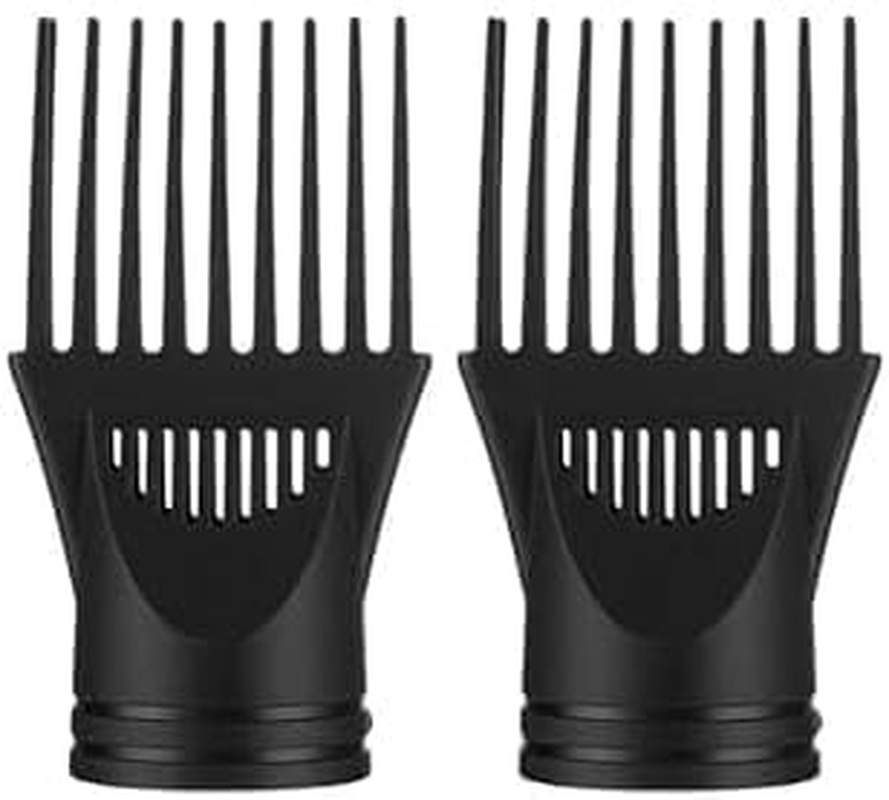 2 Pcs Black Hair Dryer Comb, Hair Styling Nozzle Tool for Straightening Detangling Fine Curly Natural Appliances, Nozzle Plastic Hairdryer Blow Comb Attachment Styling Tools image number 4