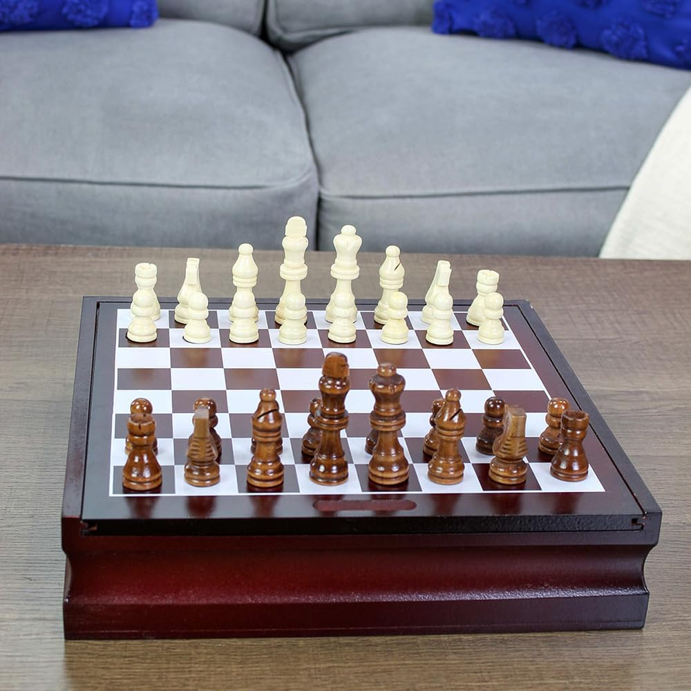 Attatoy Set of Complete Wooden Chess Pieces (32 Pieces), Wooden Chess Figures with Kings, Queens, Castles, Knights & Pawns image number 4