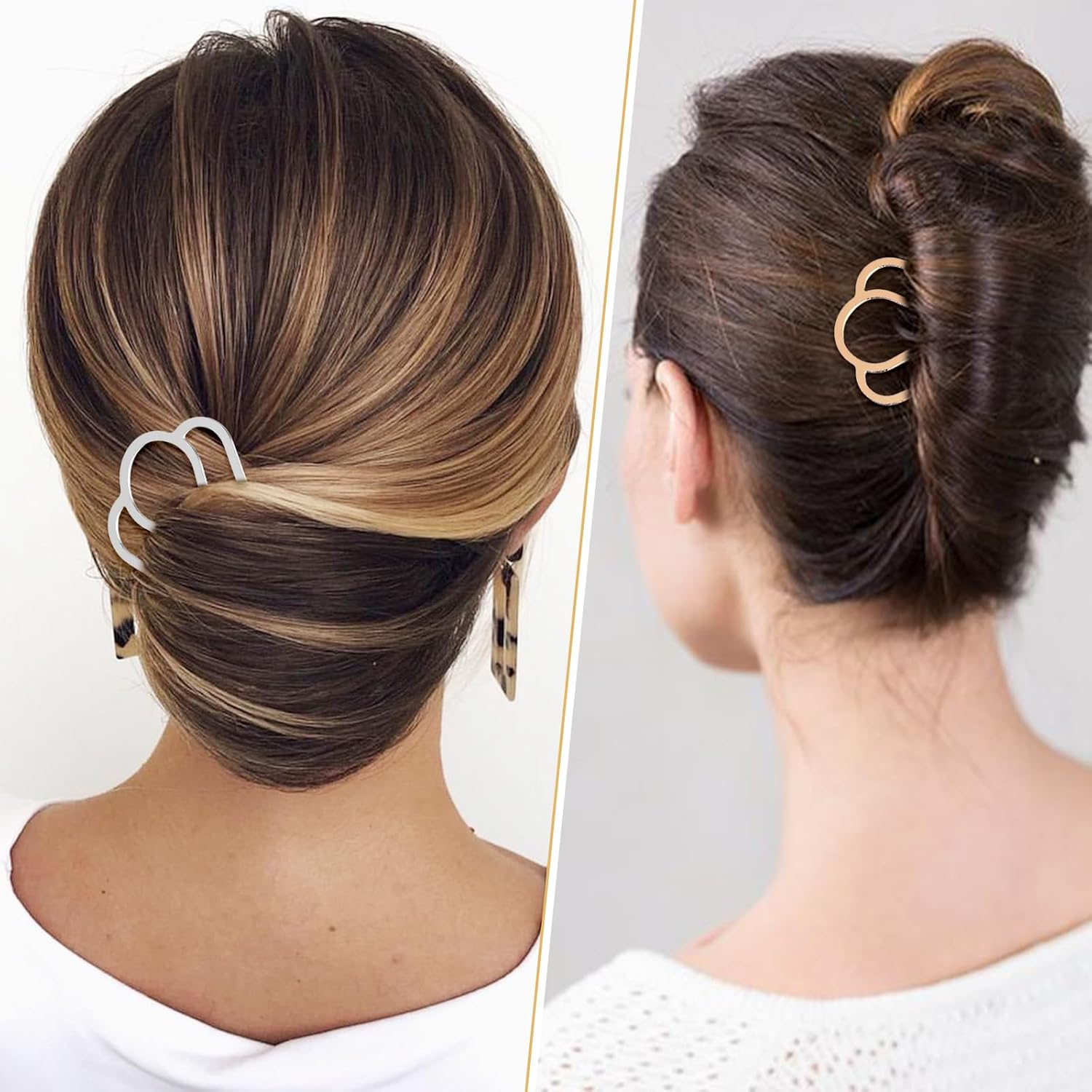 Heclia Pack of 8 U-Shaped Metal Hair Forks for Updo Bun French Twists Non-Slip Hair Accessories for Women Girls for Thick Fine Hair Weddings Everyday Elegant French Hair Comb image number 3