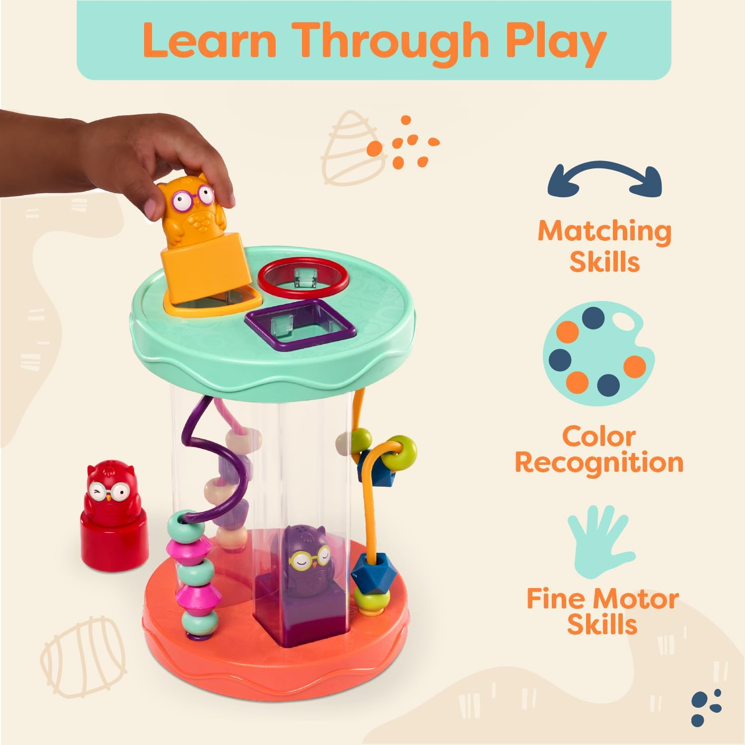 B. Toys &ndash; Baby Shape Sorter &ndash; Sorting Toy with 3 Owls &ndash; Colorful Shapes, Bead Maze & Fun Sounds &ndash; Developmental & Educational Game for Babies & Toddlers &ndash; Hooty &ndash; Hoo &ndash; 10+ Months image number 3