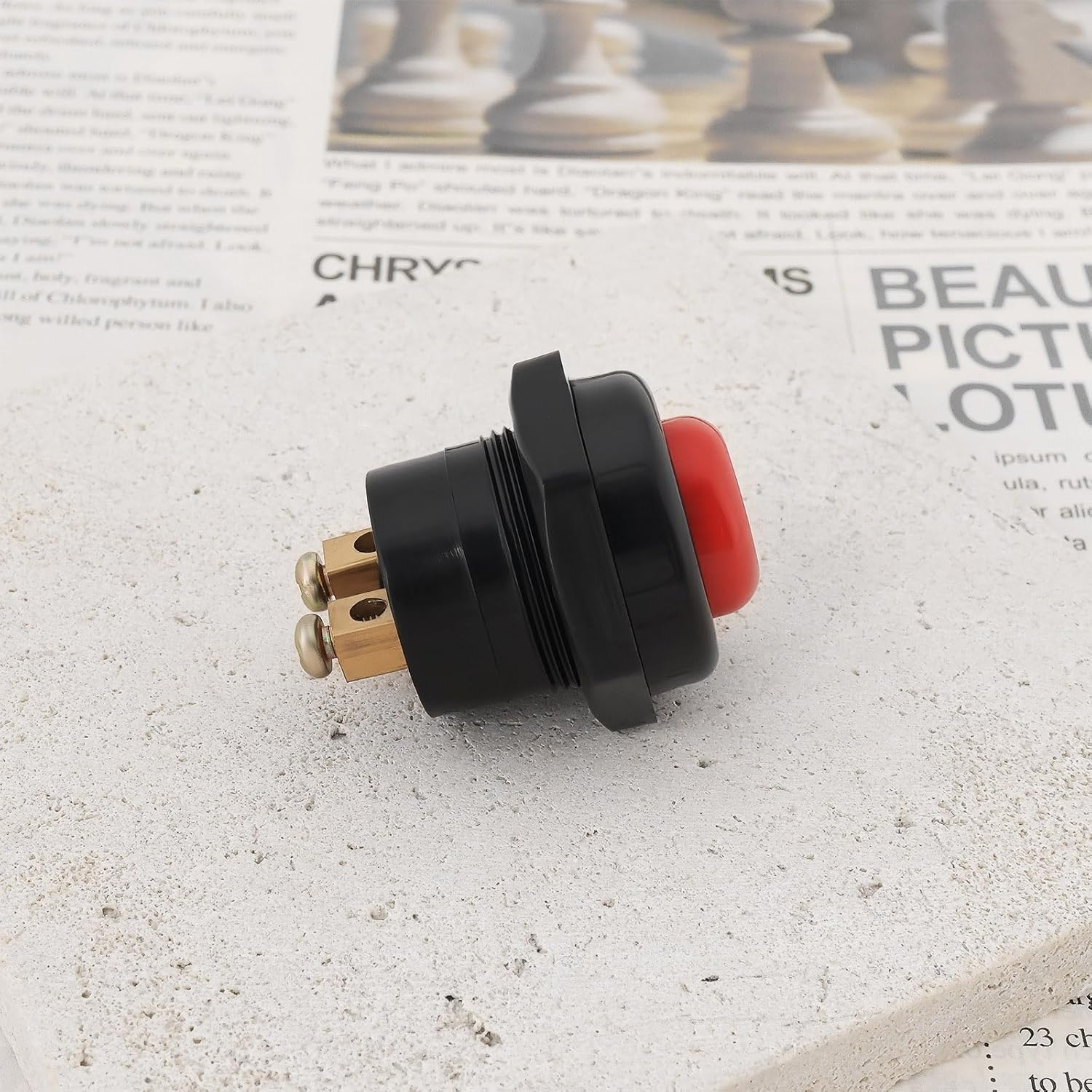 VGOL 2Pcs Car Push Button Switch 12V 25A Horn Switch Momentary Press Button Switch Replacement Part 22Mm Mounting Hole Starter Switch, Red image number 5