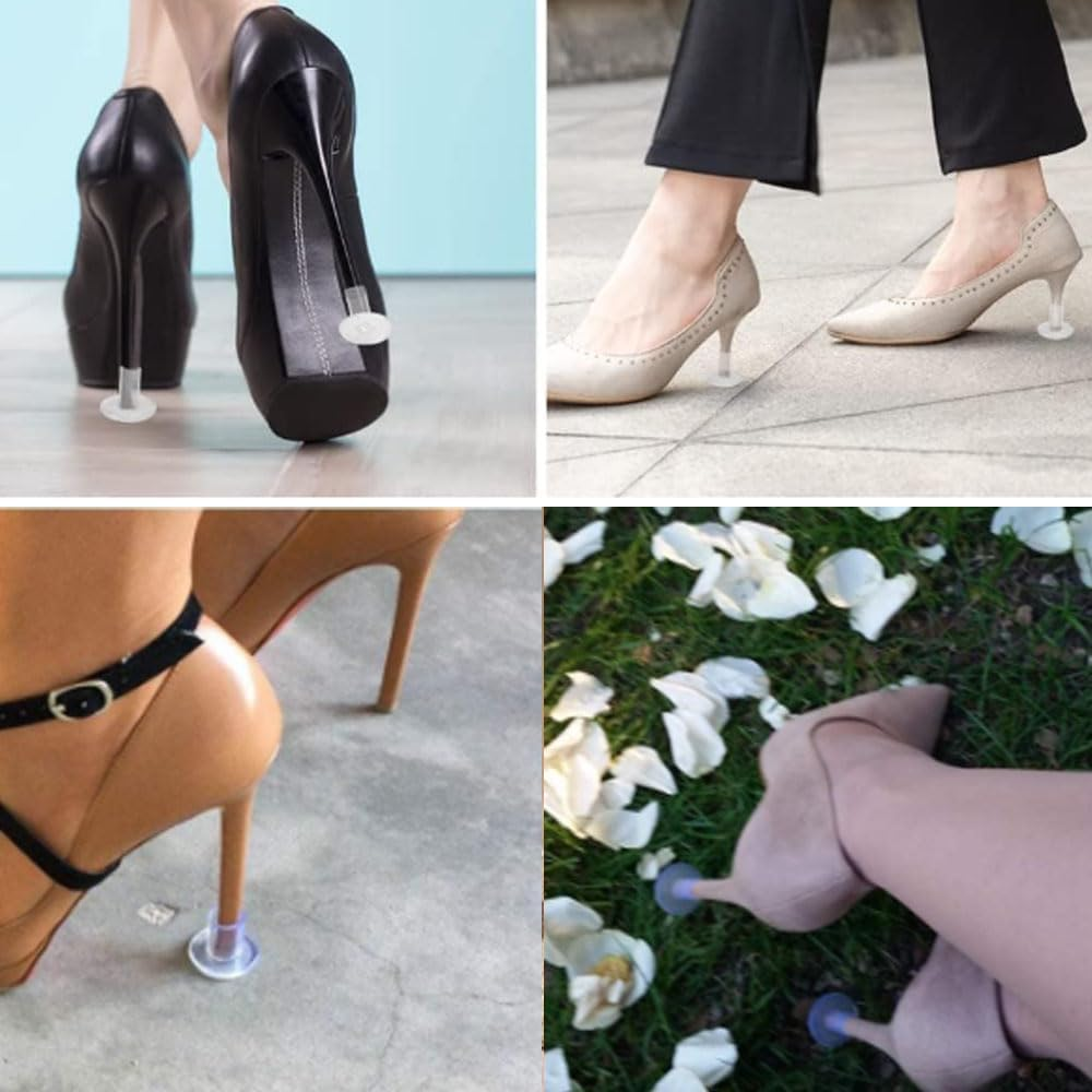 30 Pairs High Heel Protectors for Shoes Women,3 Sizes High Heel Stoppers, Protecting Shoe Heels, Grass Heel Protector, Heel Repair Caps Covers for Wedding, Outdoor Activities (Transparent)