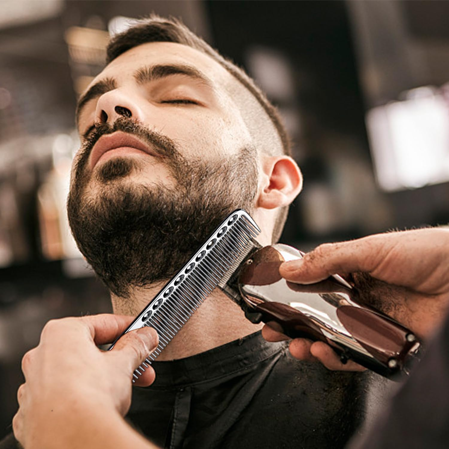 2 Professional Hairdressing Combs, Multifunctional Styling Comb, Sparse and Fine Density Hair Combs, Aluminium Hairdressing Tools, Suitable for Salons and Families (Silver, Rose Gold)