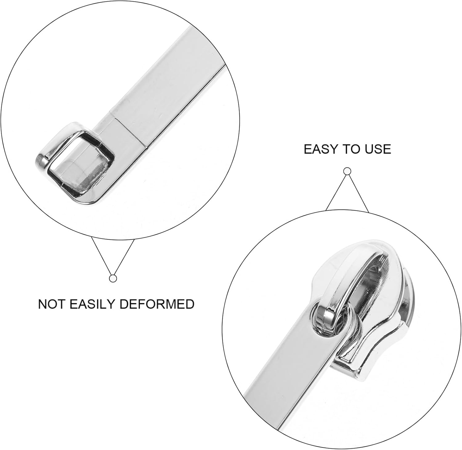 HOLIDYOYO Double Layer Metal Zipper Slider Replacement with Lock Hole for Luggage Repair, Smooth Pull Tab for Suitcase and Travel Gear DIY 4Pcs image number 1