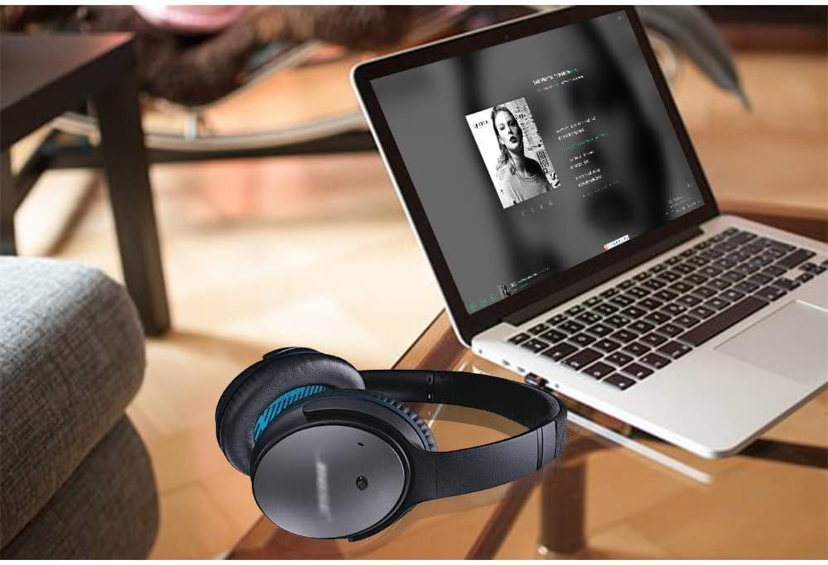 Replacement Ear Pads for Bose Quietcomfort QC25, AURTEC Headphones Earpads Cushion with Memory Form and Protein Leather, Black image number 2