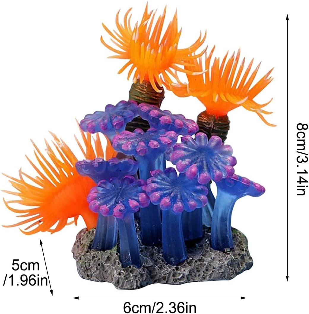 AIMALL Artificial Marine Anemone, Soft Coral Simulation for Aquariums, 2.36 X 1.96 X 3.14 Inches, Fluorescent Colors, Stable Base image number 4