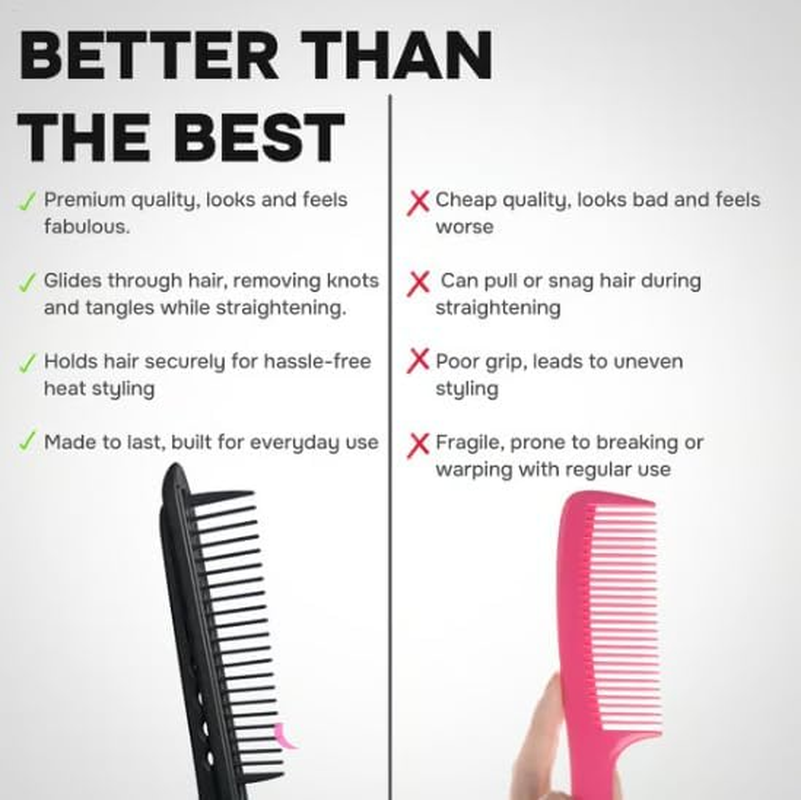 Derwrtup Straightener Comb for Women, Long Short Hair Styling V Type Straightener Comb, Non-Slip Ergonomic Handle Tool for Beginners Professionals Girls Ladies Home Salon - Pink image number 7