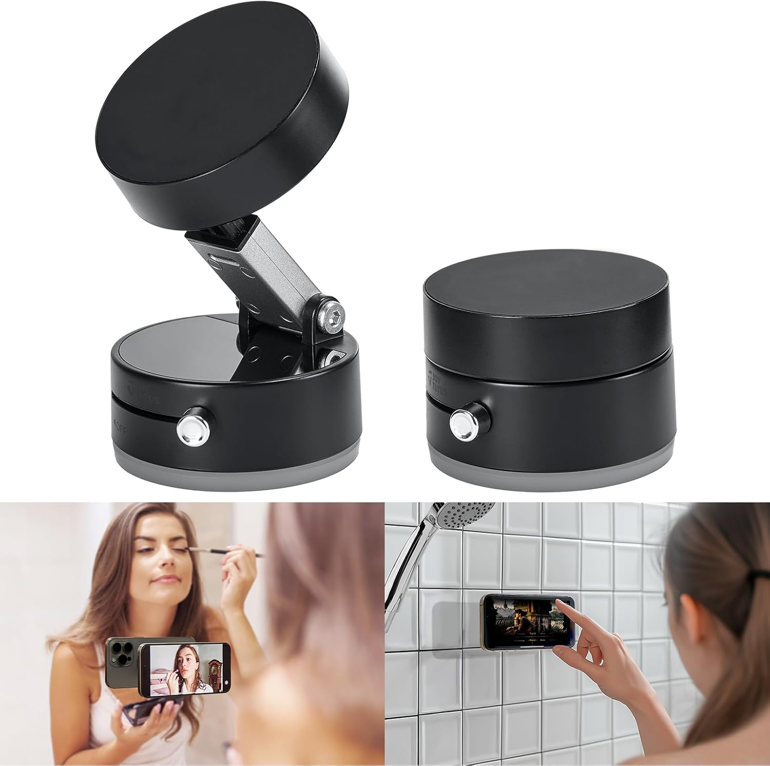 JOYTUTUS Shower Phone Holder, Reusable Suction Cup Phone Mount for Shower, Mirror, Kitchen, Window & Bathroom, Shower Phone Mount Compatible with Iphone 16, 15, 14, 13, 12 & All Phones