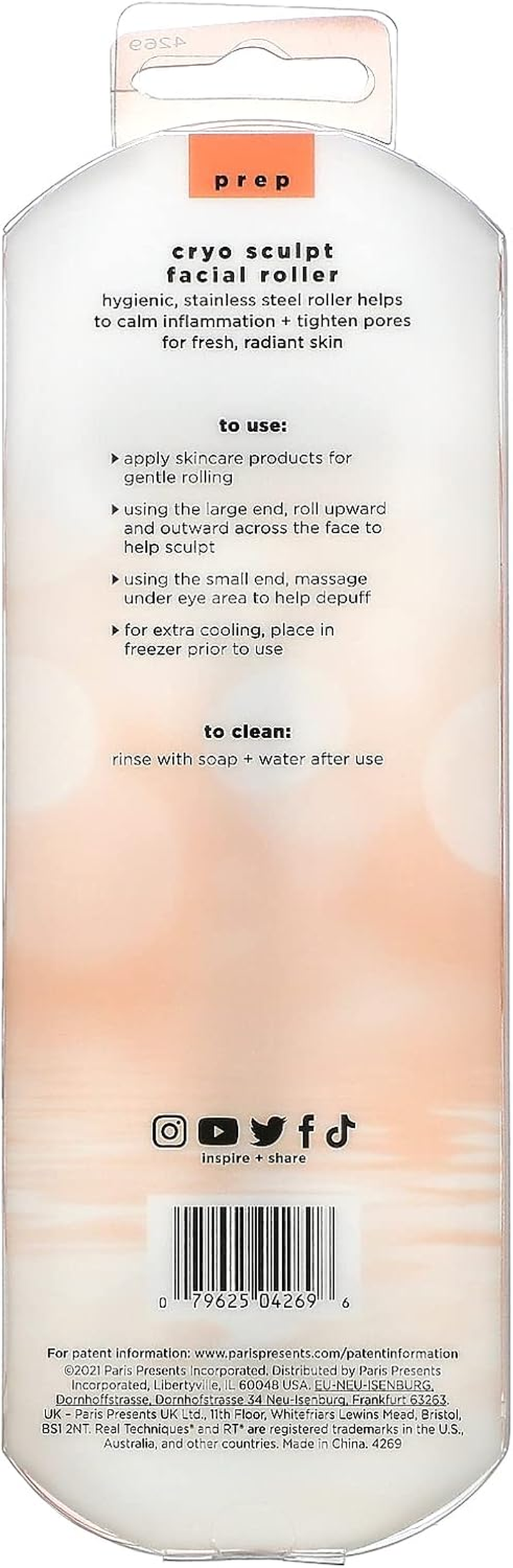 Real Techniques Cryo Sculpt Facial Roller, Face Massage Roller, for Puffy Eyes and under Eye Roller, for Face, Neck, and Eyes, 1 Count image number 1