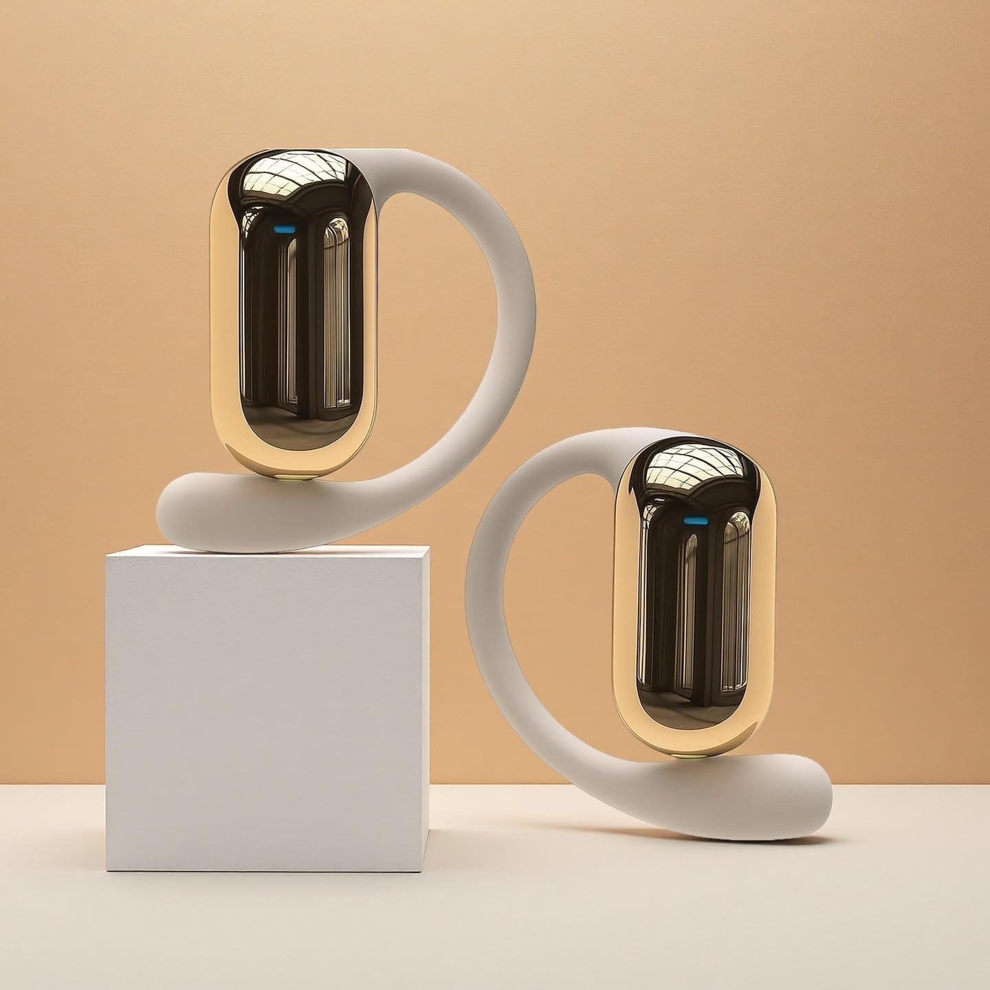 ND NEXT DESTINATION Wireless Bluetooth Headphones V5.4 Bone Conduction Headphones Open Ear (Beige) image number 2