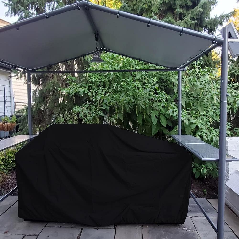 86 Inch Island BBQ Grill Head Cover Heavy Duty Waterproof Outdoor Kitchen BBQ Cover, Black image number 6