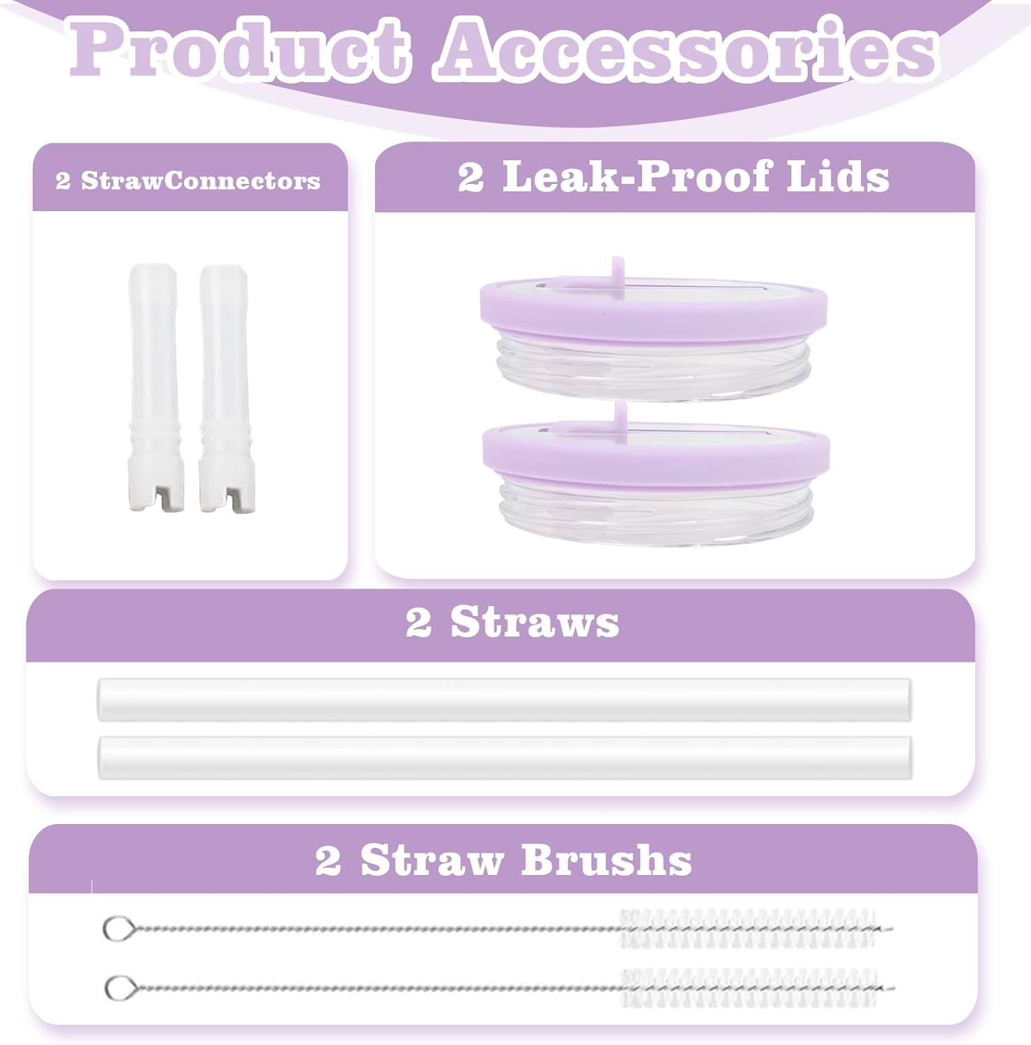 Viiotu 8 Pcs 40 Oz Spill Proof Tumbler Flip Straw Lid Replacement Fit for Stanley Quencher, Reusable Accessories with Straw Cleaner Brush, Silicone Straw for Stanley Cup (Purple)