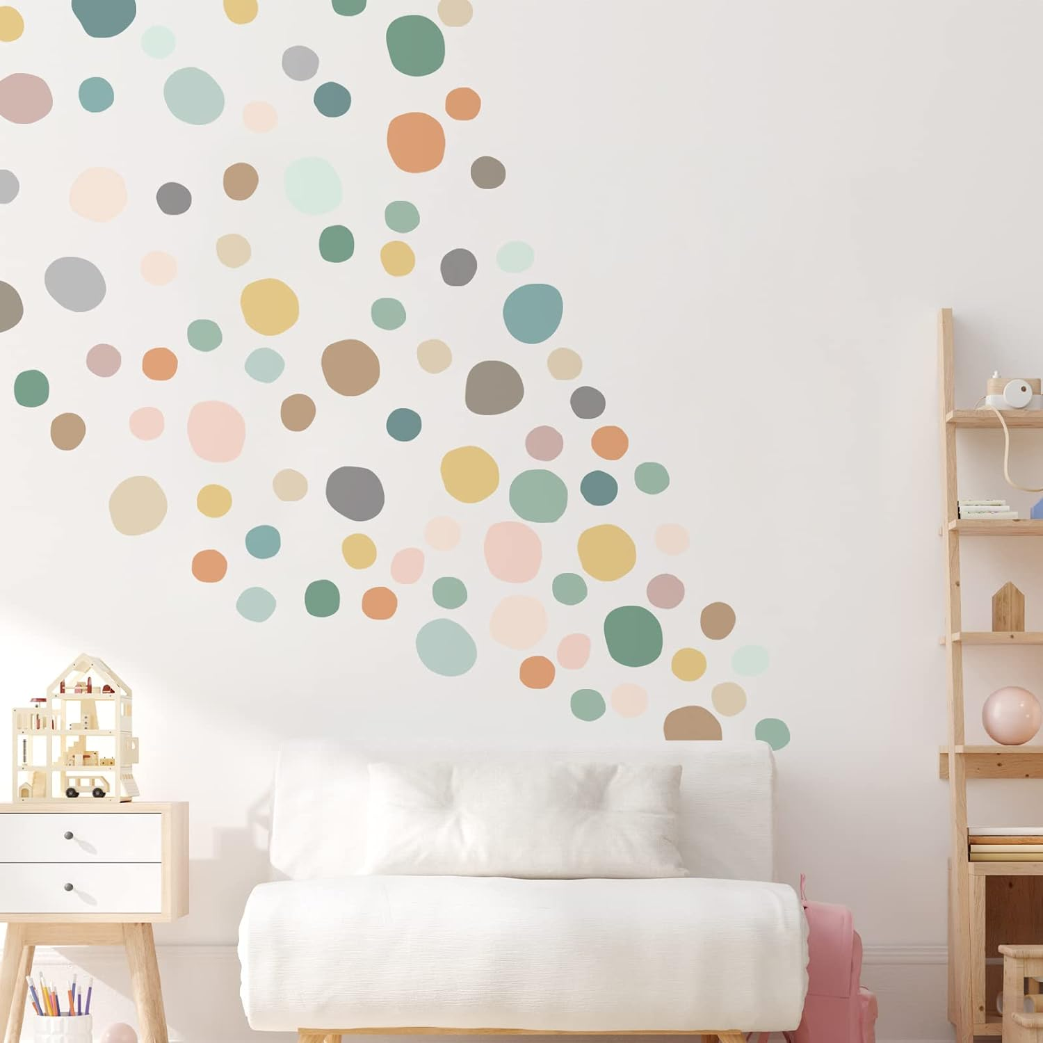 Epakh 296 Pcs Polka Dots Wall Decal Playroom Wall Decor Gifts Boho Rainbow Kids Wall Art Colorful Room Nursery Bedroom Classroom Watercolor Wall Decals Peel and Stick Modern(Light Colors) image number 1