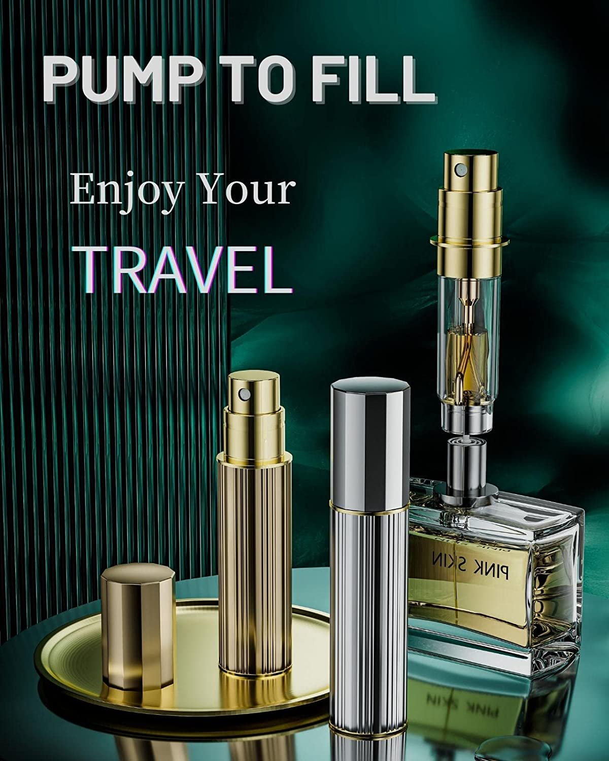 BRARIOS Perfume Atomizer Portable Refillable - 10Ml Travel Spray Bottle Nano Mist Bottom-Filling Mini Atomiser Pocket Size Cologne Dispenser for Women and Men (Silver, 10Ml) image number 3