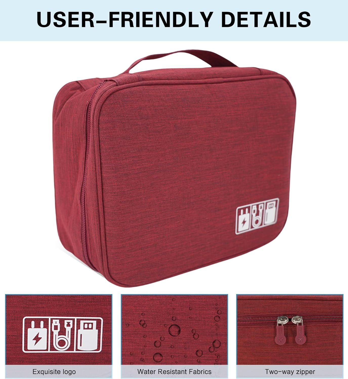 Electronics Organizer Bag, Cord Organizer Travel, Portable Tech Bag,Waterproof Cable Case, Travel Essentials for Cord/Charger/Earphone/Usb/Tablet/Electronic Accessories image number 5