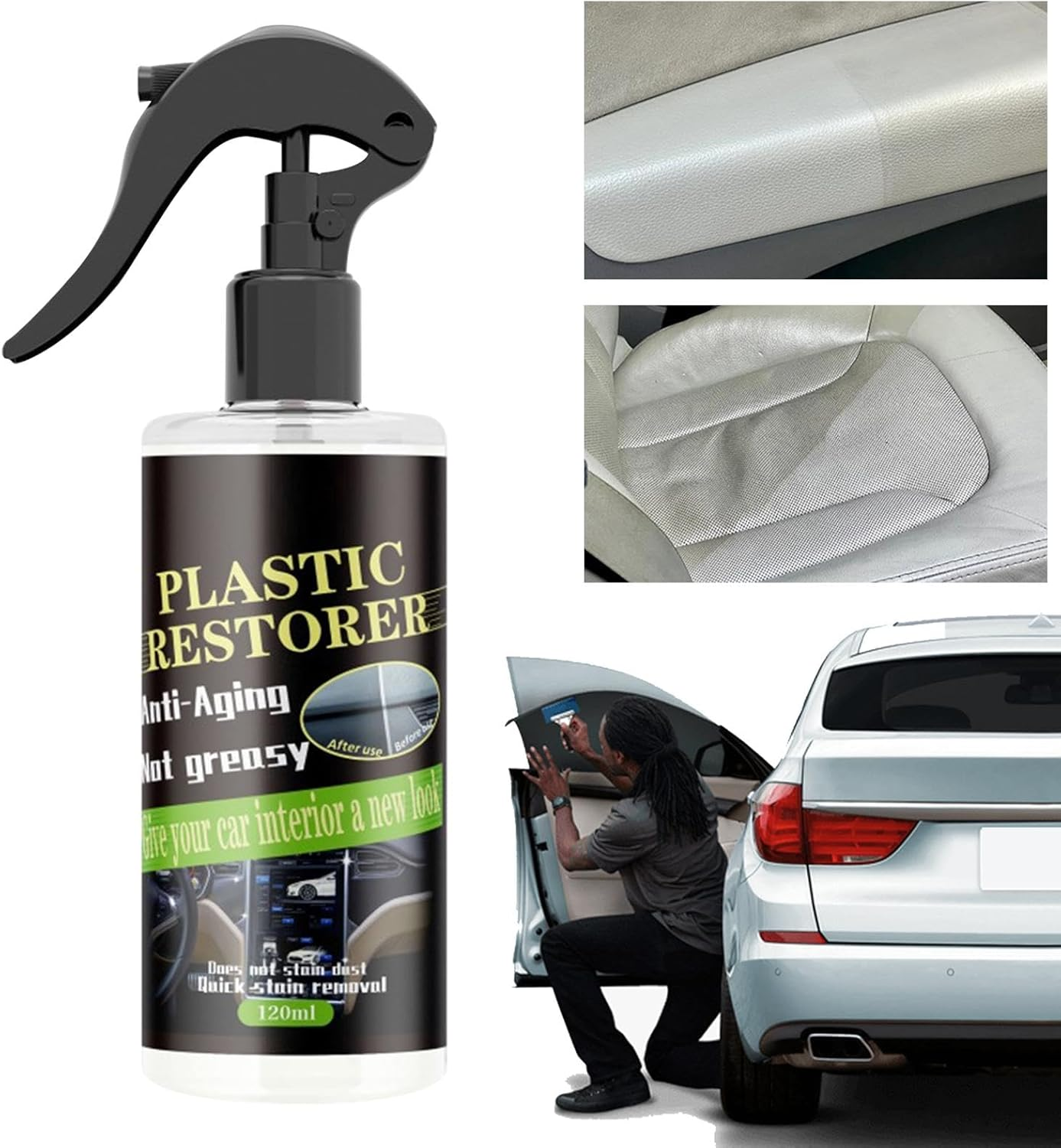 Trim Restorer Automotive | Stain Remover | Trim Restorer Spray Trim Shine Protectant Spray for Automotive Interior image number 3