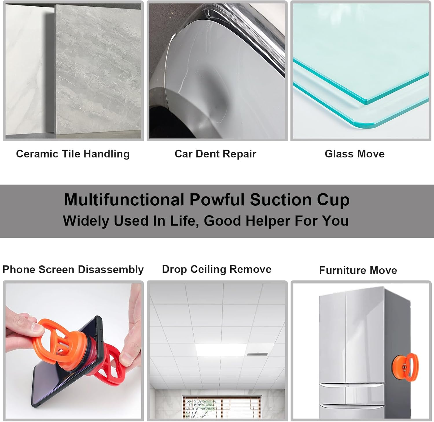 Dent Puller, Suction Cup Car Dent Puller Kit, Car Dent Removal Kit Dent Remover Tool and Dent Repair Kit for Car Body Dent, Glass, Screen, Tiles Lifting and Objects Moving (4) image number 1