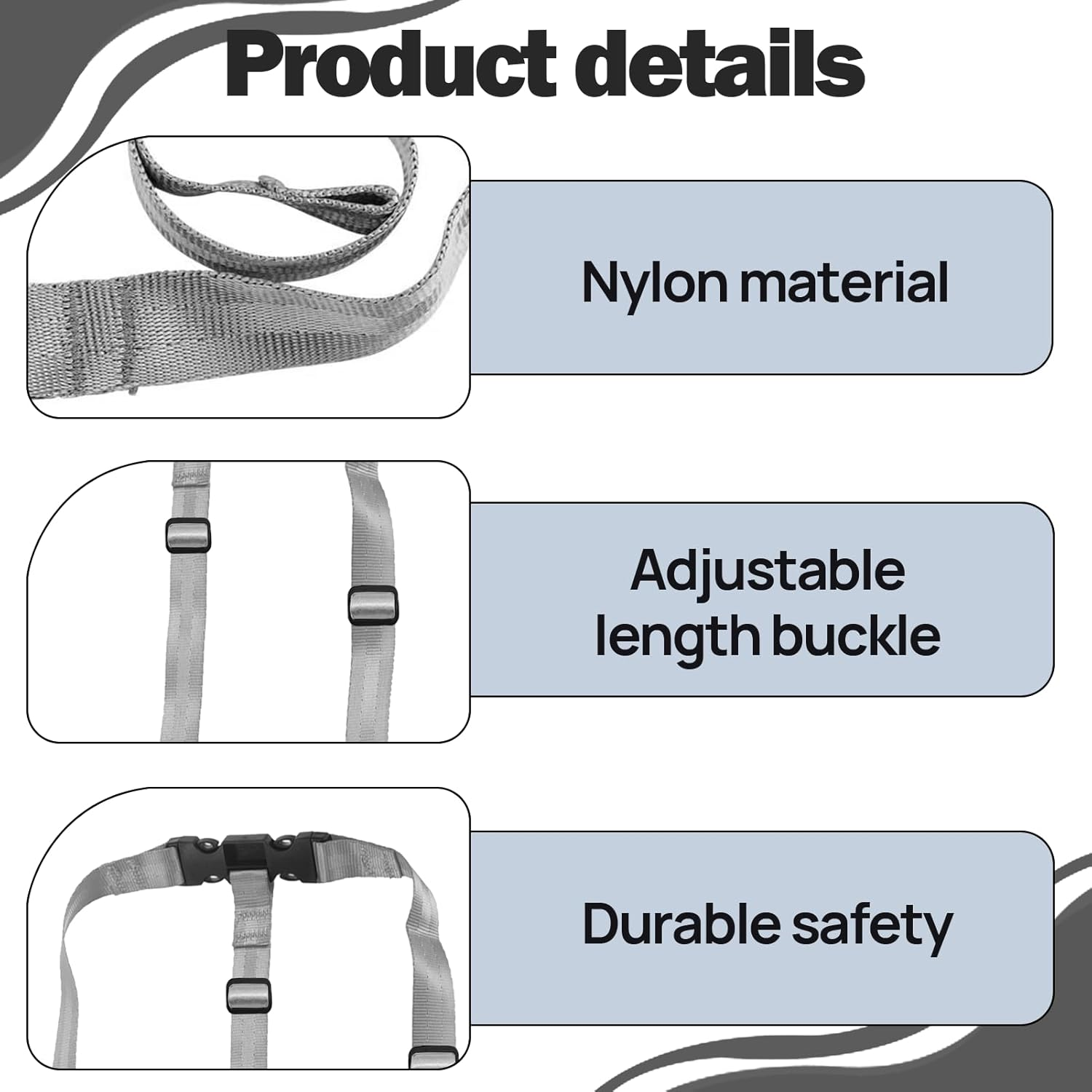 High Chair Straps, High Chair Harness Compatible with IKEA, Harness Safety Belt, Adjustable Baby Kid Safe Belt, Spare Parts 3 Point Safety Straps for IKEA Antilop Protect Children'S Security(Grey) image number 4