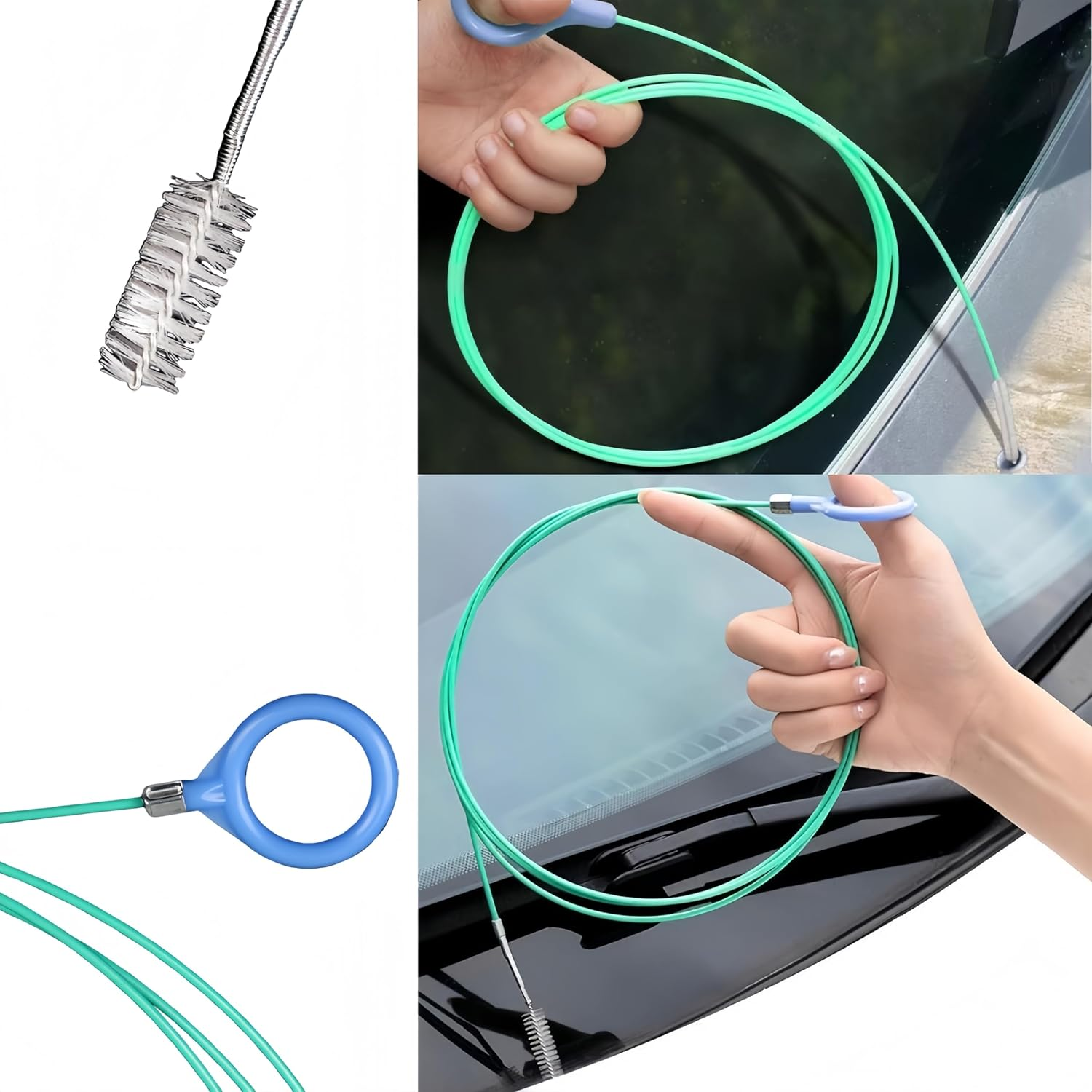 2Pcs 3M Long Drain Unblocker Wire Refrigerator Cleaning Brush,Car Sunroof Air Conditioner Tube Slim Drain Hole Cleaning Tool,Snake Drain for Car,Sunroof,Aquarium,Air Conditioner Tube. image number 2