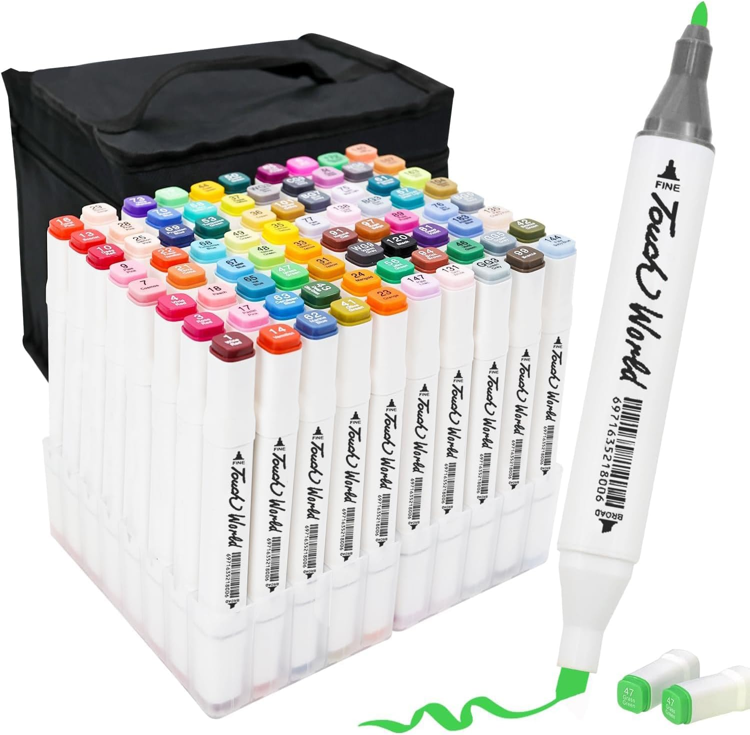 Alcohol Markers, 80 Color Art Marker Set, Alcohol Markers for Kids, Beginners, Artists, Double Tip Graphic Markers with Bucket Artist Kids Teen Back to School Gift Texters Kit-Black