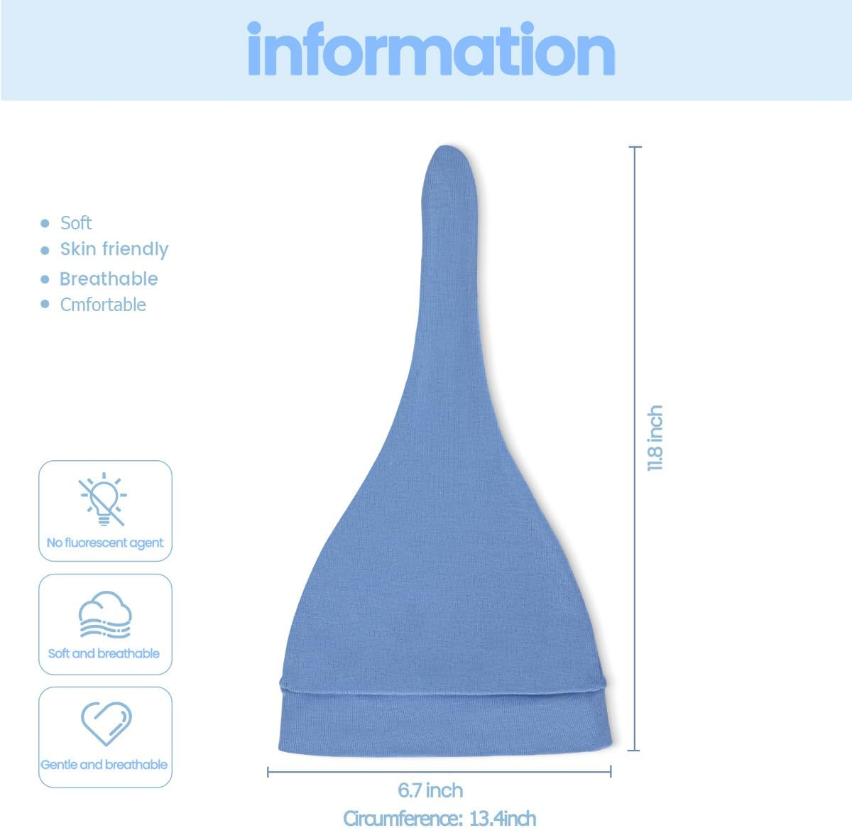 Beoffer 8 Pack Baby Newborn Hats Set Top-Knot Beanie Soft Stretchable Hats Adjustable Caps for Infant Girls Boys 0-6 Months image number 2