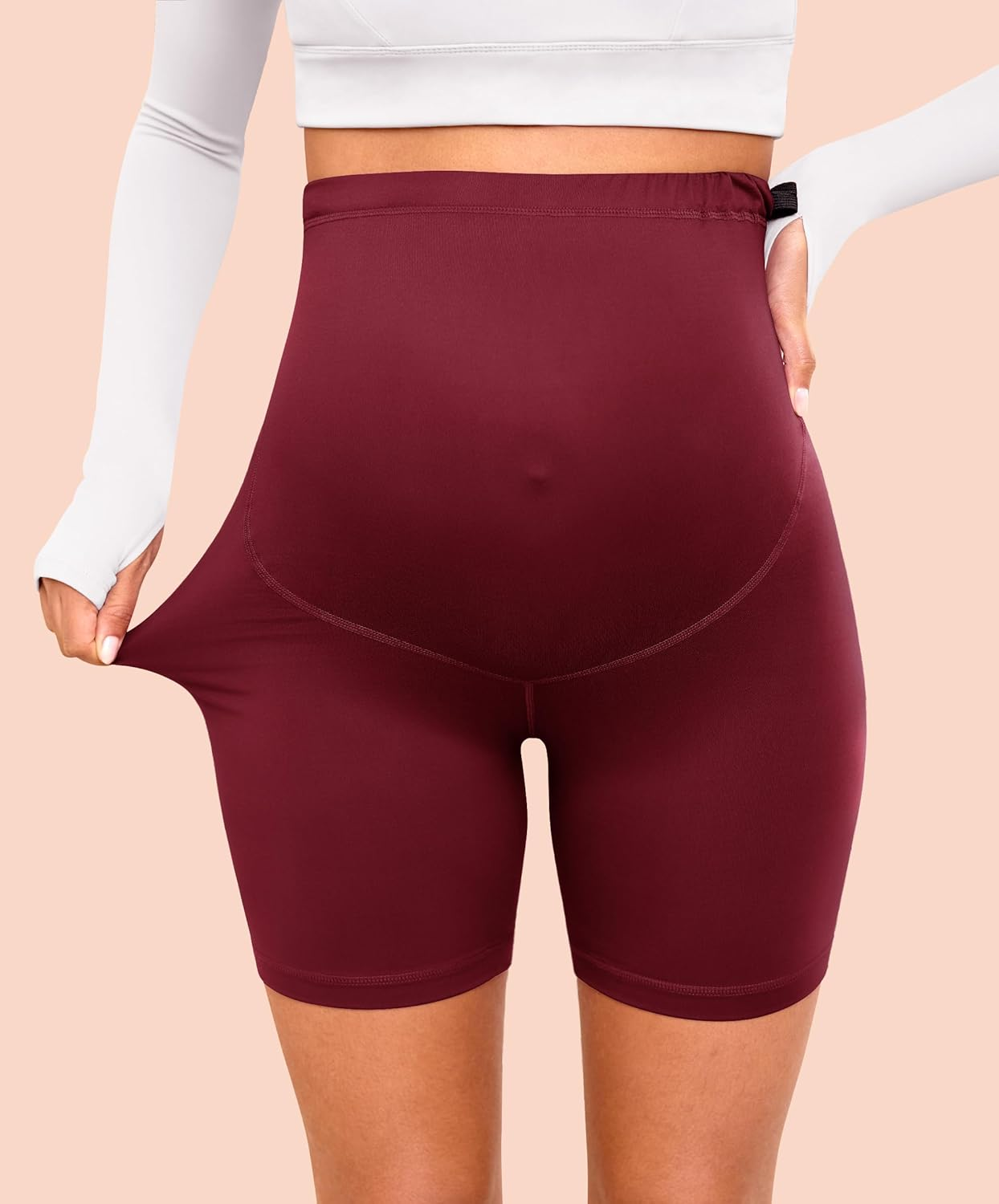 VALANDY Creamlush 4 Pack Maternity Shorts&ndash;Over the Belly Buttery Soft Stretchy Maternity Lounge Yoga Shorts image number 2