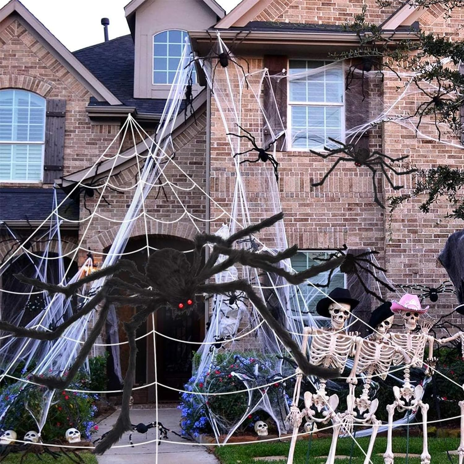 Halloween Decorations - 500Cm Spider Web Outdoor Decor + 125Cm Giant Spider + 20Pcs Small Spiders and Cotton for Indoor Outdoor Yard Lawn Parties Haunted House D&eacute;cor image number 3