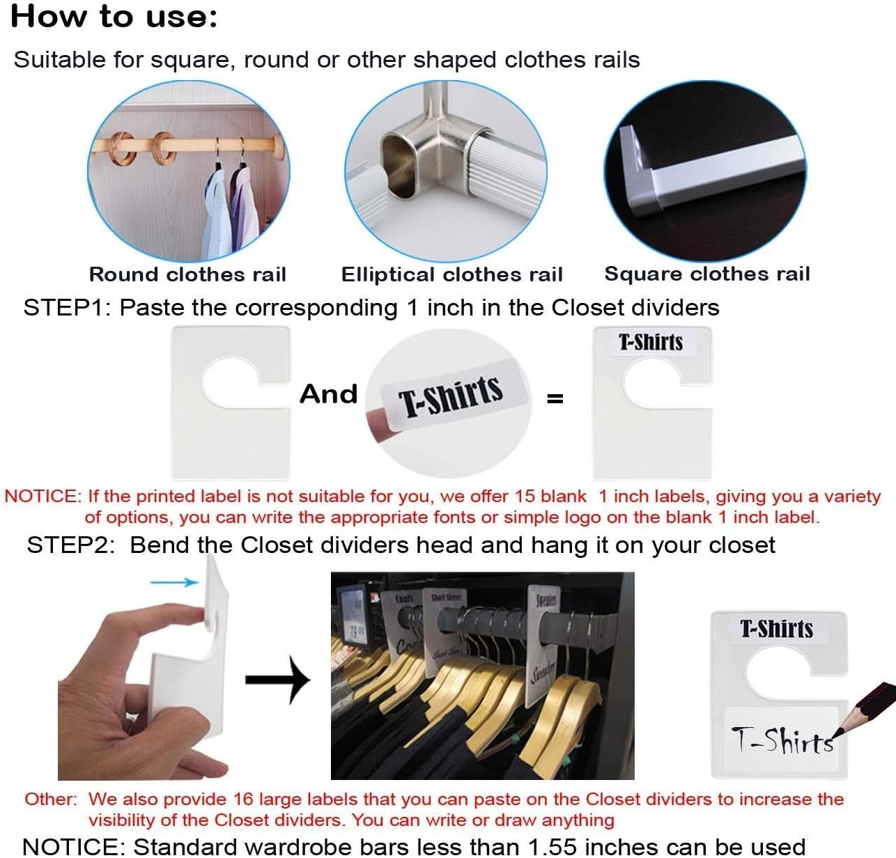 Closet Dividers, White, 16 Pack image number 3