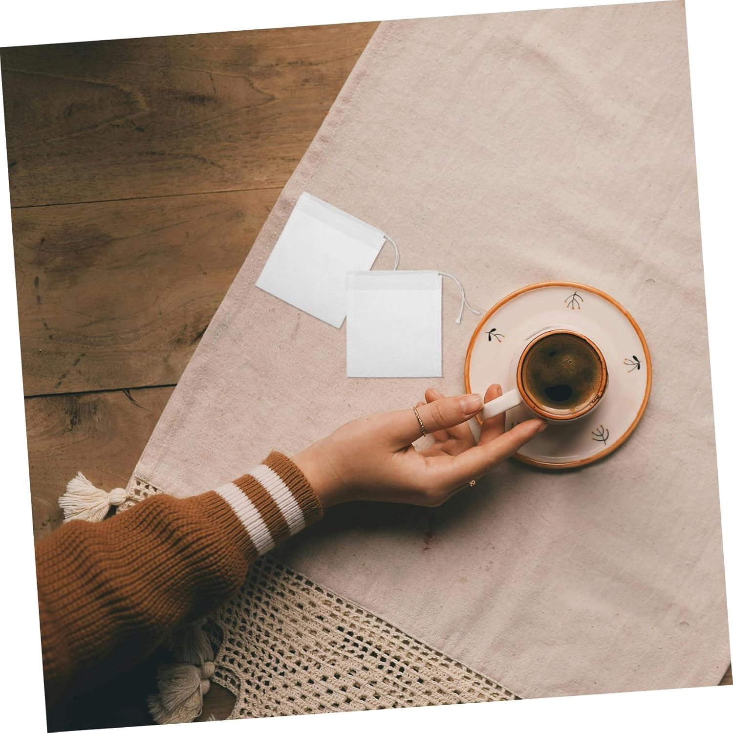 100Pcs Tea Bath Bag Loose Leaf Infuser Reusable Drawstring Sachet for Spa Bath Soak DIY Tea Filter Pouches image number 3