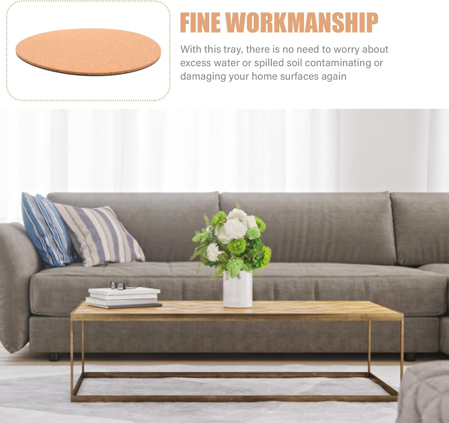 SOIMISS 2Pcs 10-Inch round Cork Plant Mats Absorbent Garden Planter Coaster Pads for Flowerpot Protection in Outdoor and Indoor Gardening image number 5