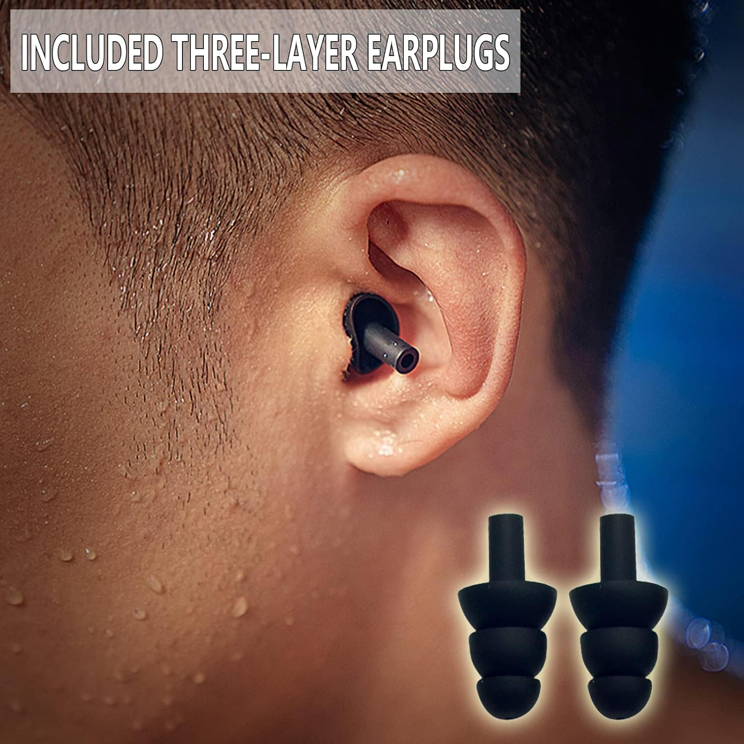 Waterproof Swimming Earplugs & Nose Clip Set 2Pcs Unisex Adult Swim Gear for Pool Snorkeling image number 1