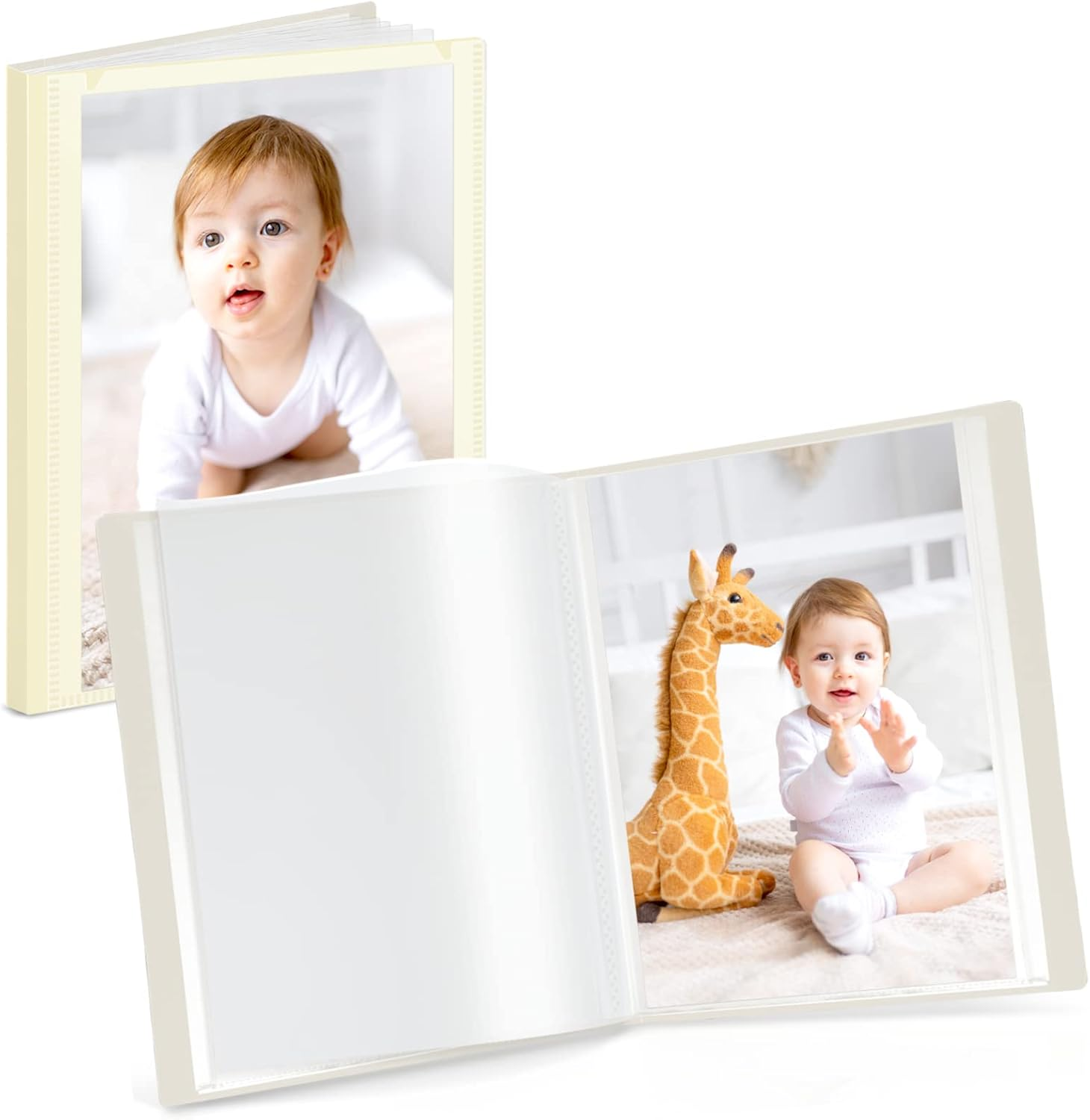 CRANBURY Small Photo Album 4X6 (Blue) - 2-Pack Plastic 4 X 6 Photo Book Album, Each Shows 48 Pictures, Mini Picture Album Binder with Customizable Cover, Baby Photo Books with 4X6 Photo Sleeves