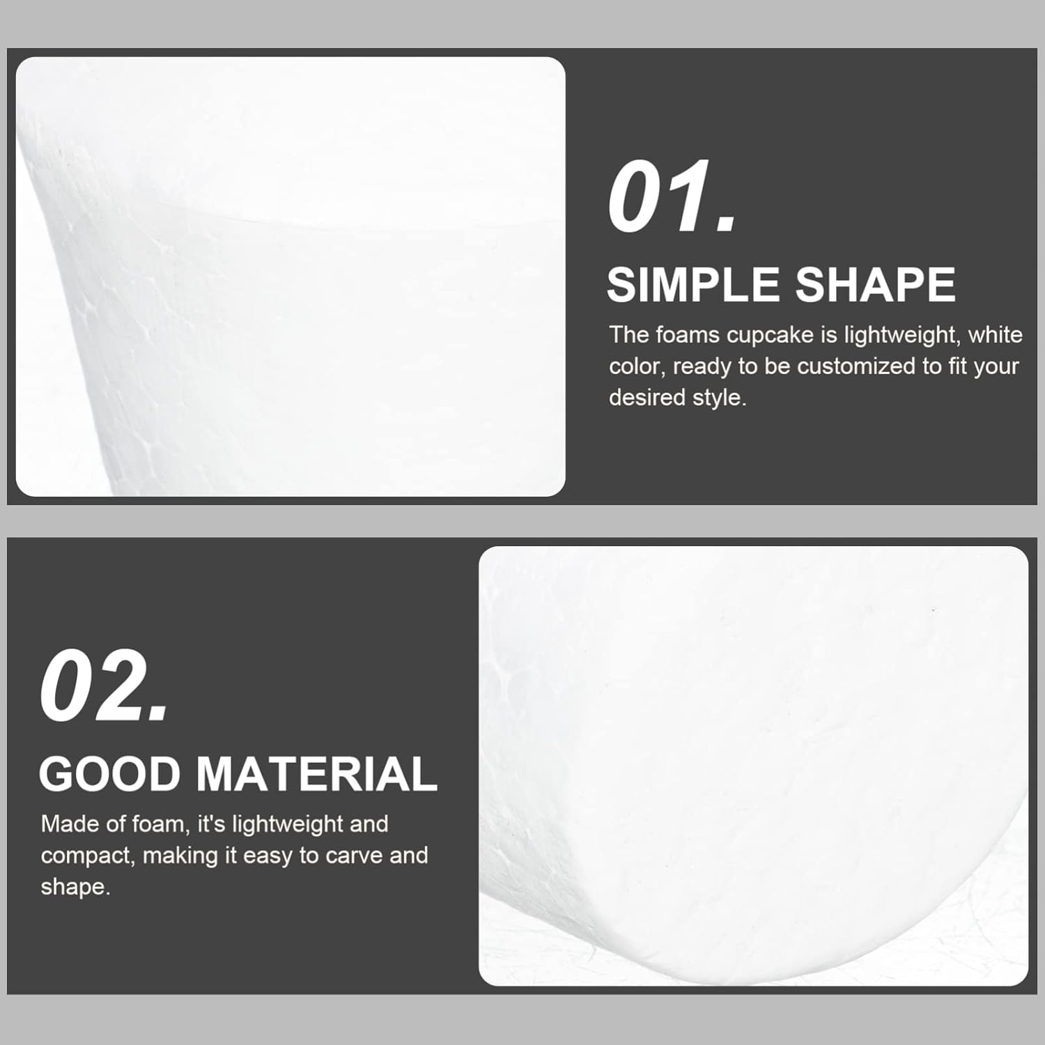 STOBOK 20Pcs Foam Cupcake Fake Cupcakes Foam Cake Model Fake Cake Muffin Cupcake Decorating Practice Models for Wedding Display Window Decorating image number 3