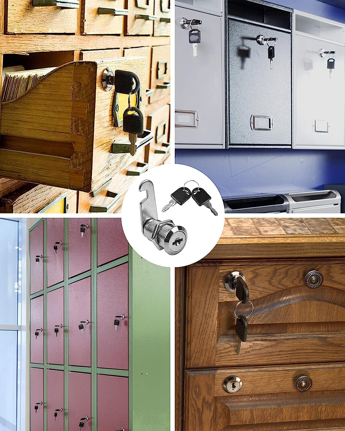 2 Packs Cabinet General Tubular Cam Lock Key Set, Keyed 5/8 Inch Hardware Locks with Keys, Removable 3/4 Inch Cylinder Mailbox Toolbox Replacement Tumbler Lock 16Mm Mail Box Locks image number 6