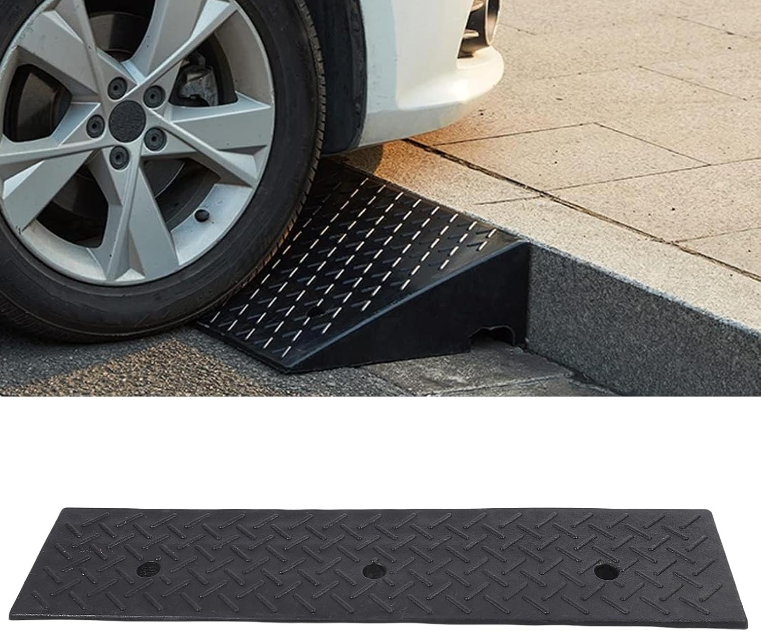 Rubber Curb Ramps, 22000LB Capacity, Heavy Duty 3In Rise Threshold Bridge Curb Ramp, Car Ramp for Trucks, Buses, Cars, Wheelchairs, Bikes image number 5