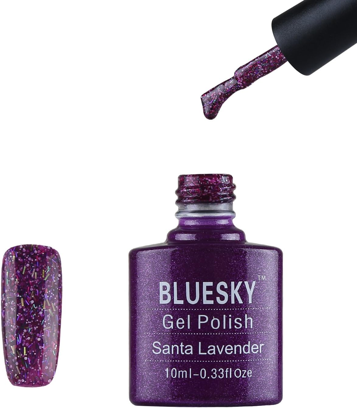 Bluesky Santa Lavender Gel Nail Polish 10 Ml, Dark Purple Glitter (Pack of 2)