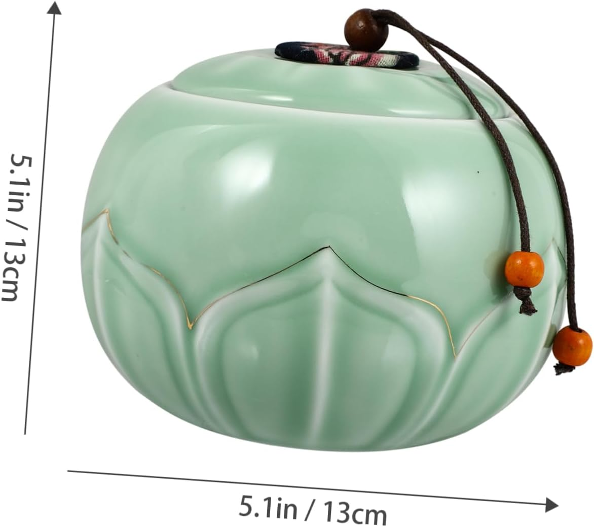 LABRIMP Lotus-Painted Gold Tea Can Creative Tea Storage Pot Sealed Jar for Home Office Use for Canister and Food Storage Needs image number 5
