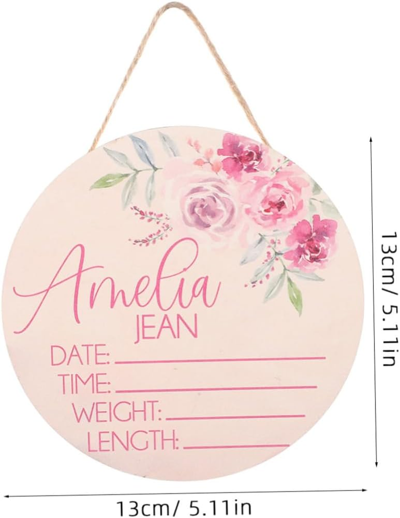 2Pcs Wooden Name Sign Announcement Sign Birth Announcement Nursery Decor for Newborn image number 2