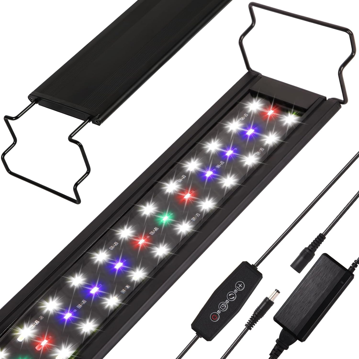 Aquarium Light, Full Spectrum Fish Tank Light with Timer Daylight Moonlight Mode, Alu Alloy Shell Extendable Brackets Fish Lamp for Freshwater Planted Tank (9W (30-50CM)) image number 1