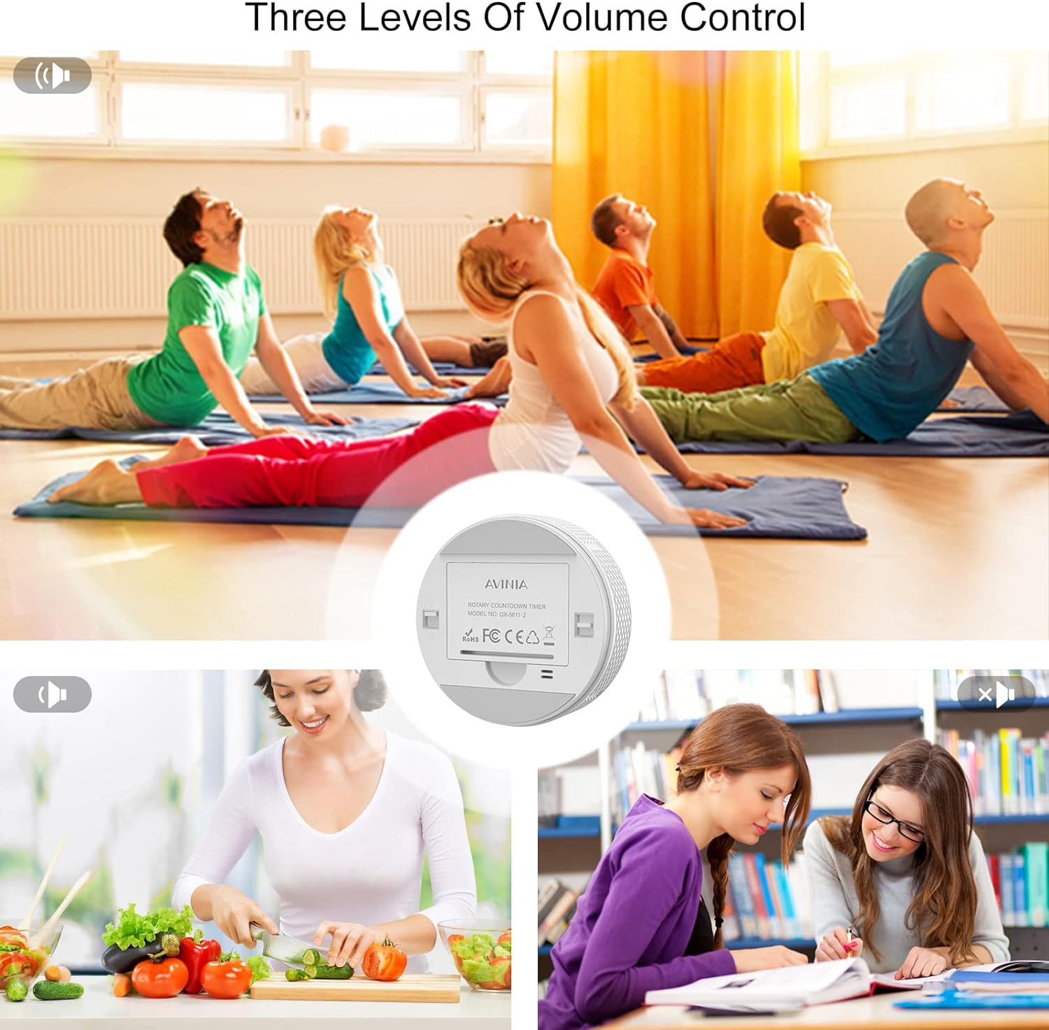 AVINIA Digital Kitchen Timers, Visual Timers Large LED Display Magnetic Countdown Countup Timer for Classroom Cooking Fitness Baking Studying Teaching, Easy for Kids and Seniors - Fabric Grey image number 7