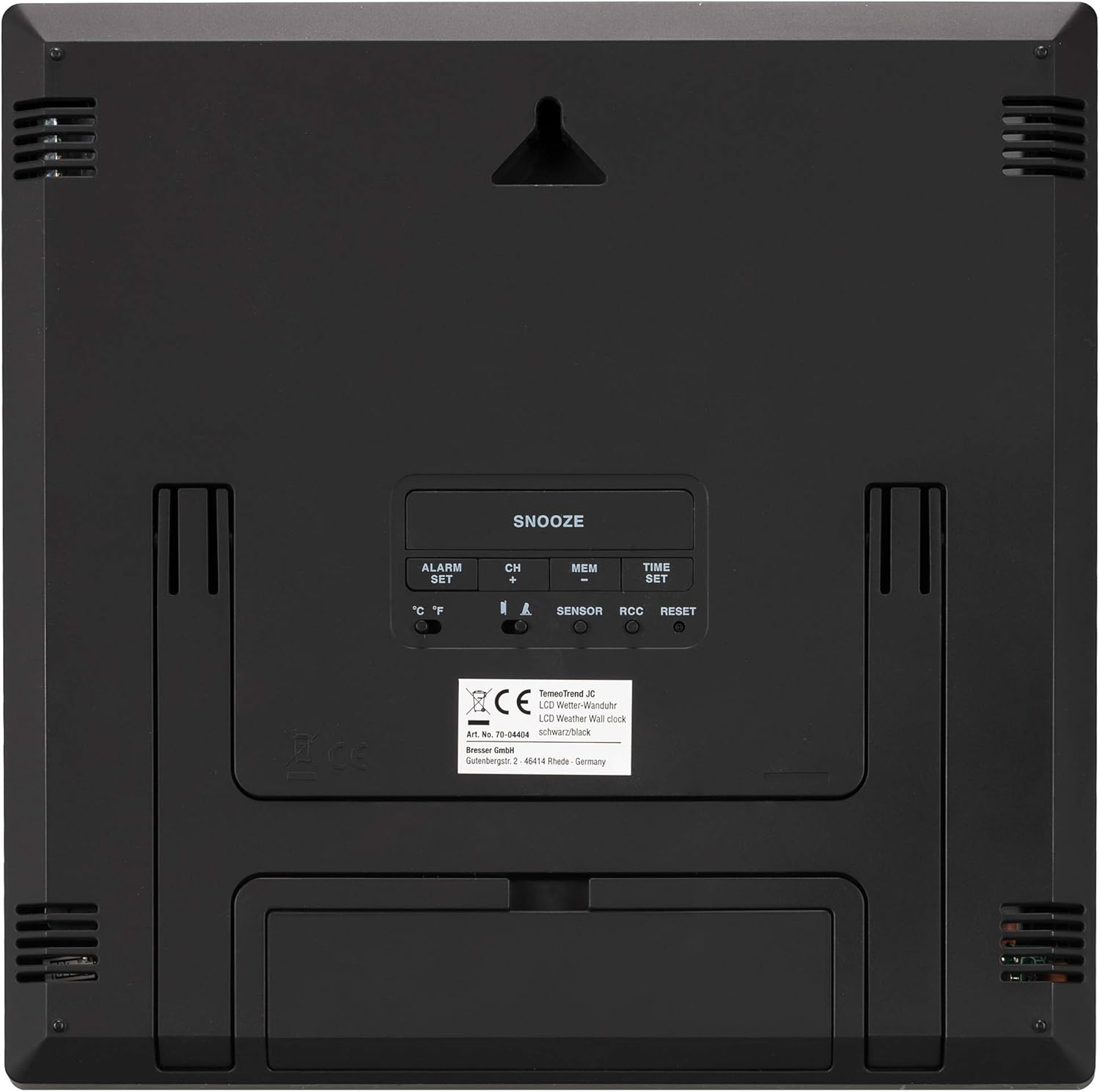 Bresser Weather Station Wall Clock Temeotrend JC 22X22Cm with Outdoor Sensor, Black image number 6