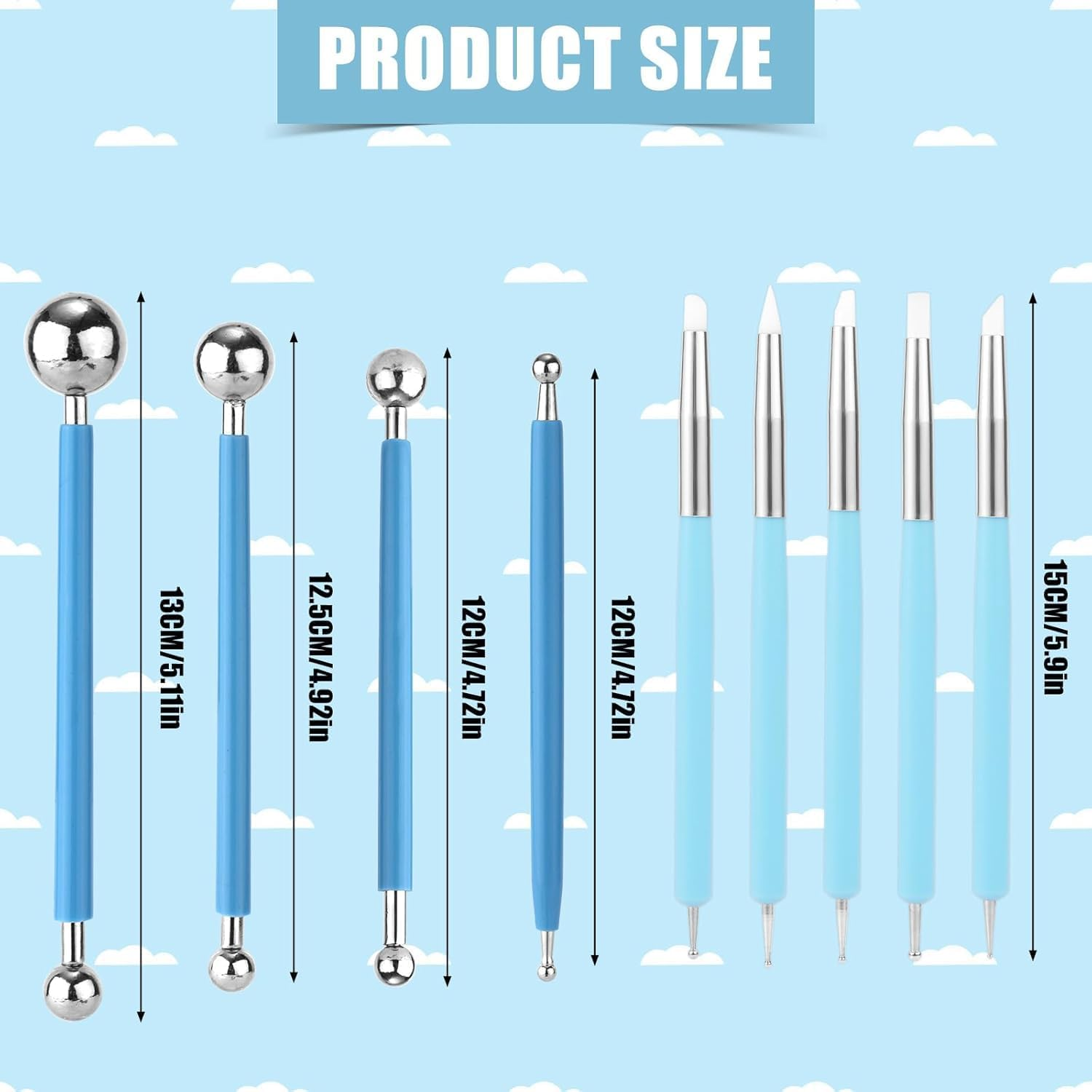 Ceramic Clay Ball Stylus Dot Painting Tool, 9Pcs Pottery Clay Sculpting Tool Ball Stylus Dotting Tool,Ball Stylus Dotting Tools Polymer Clay Tool,Metal Ball Stylus Clay Ceramics Pottery Sculpting Tool image number 1